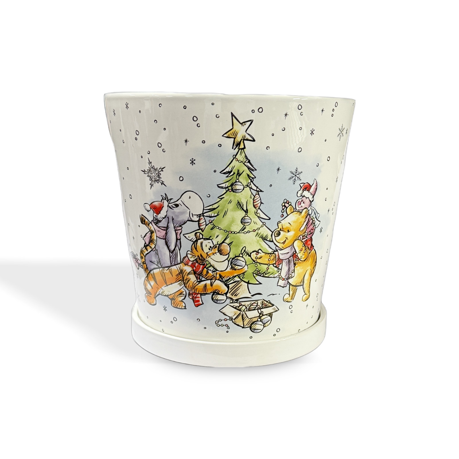 8" Christmas Winnie the Pooh with Friends Tigger, Pigglet, EEyore Planter Pot