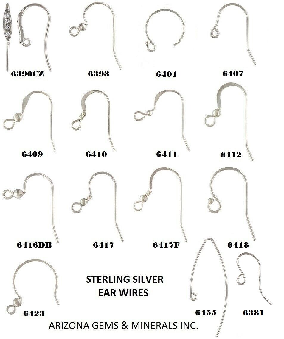 Sterling Silver 925 Hook Ear Wires & French Ear Wires 15 Styles+10Pc-20Pc-50Pc