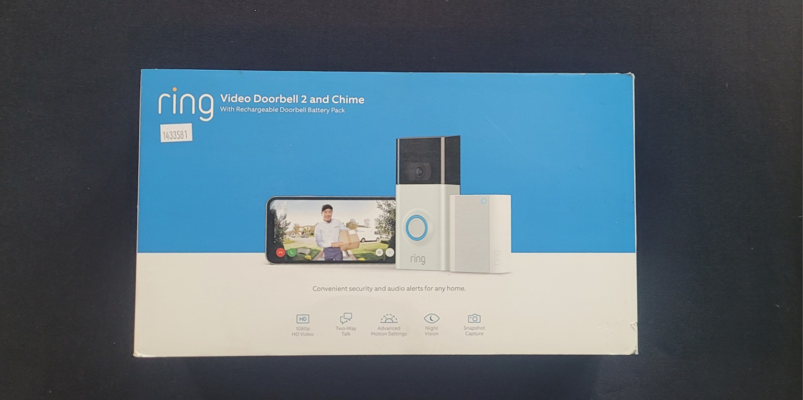 NEW Ring Video Doorbell 2 and Chime with Rechargeable Doorbell Battery Pack