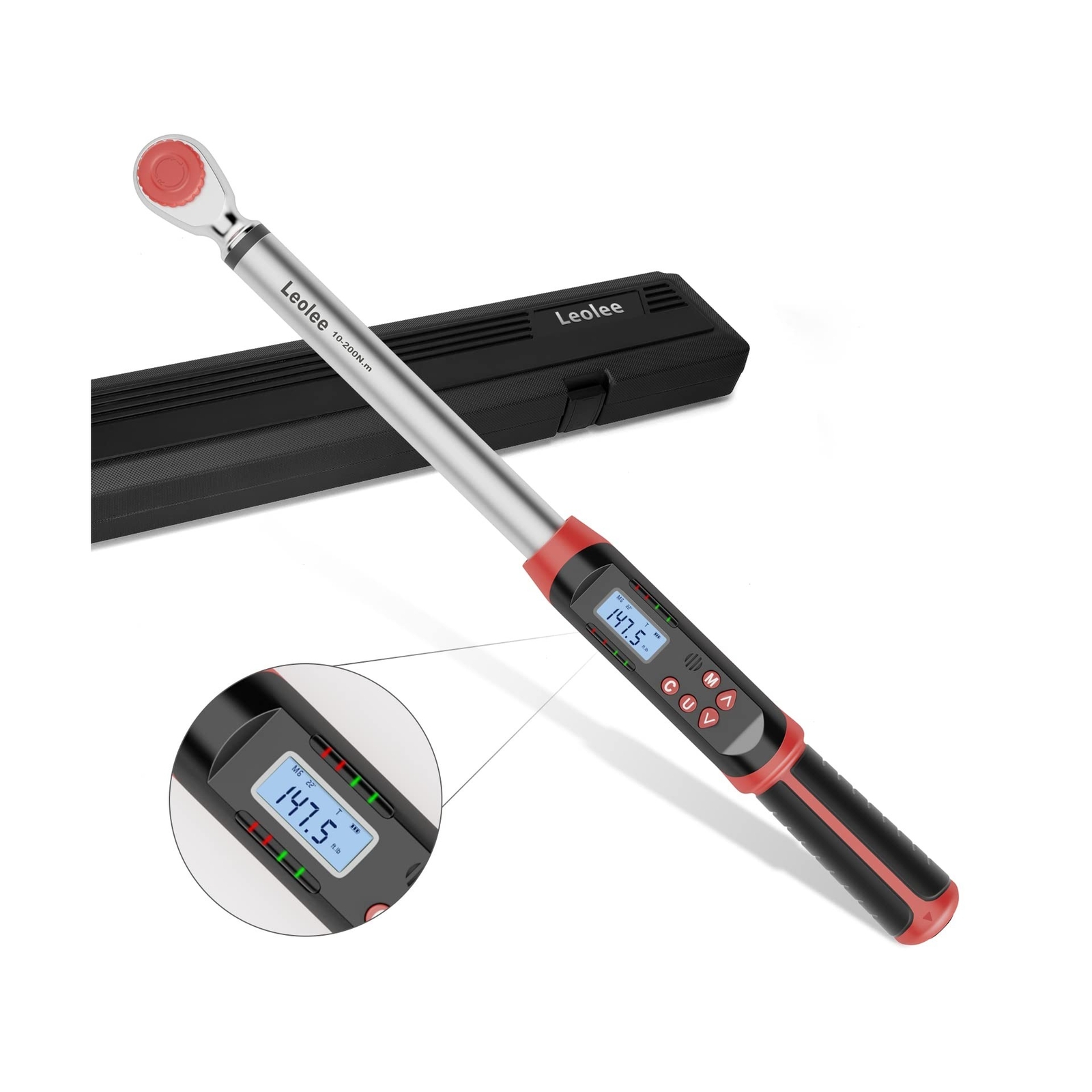 Leolee 1/2-Inch Drive Digital Torque Wrench with Angle, 7.38-147.5 Ft-Lb/10-2...