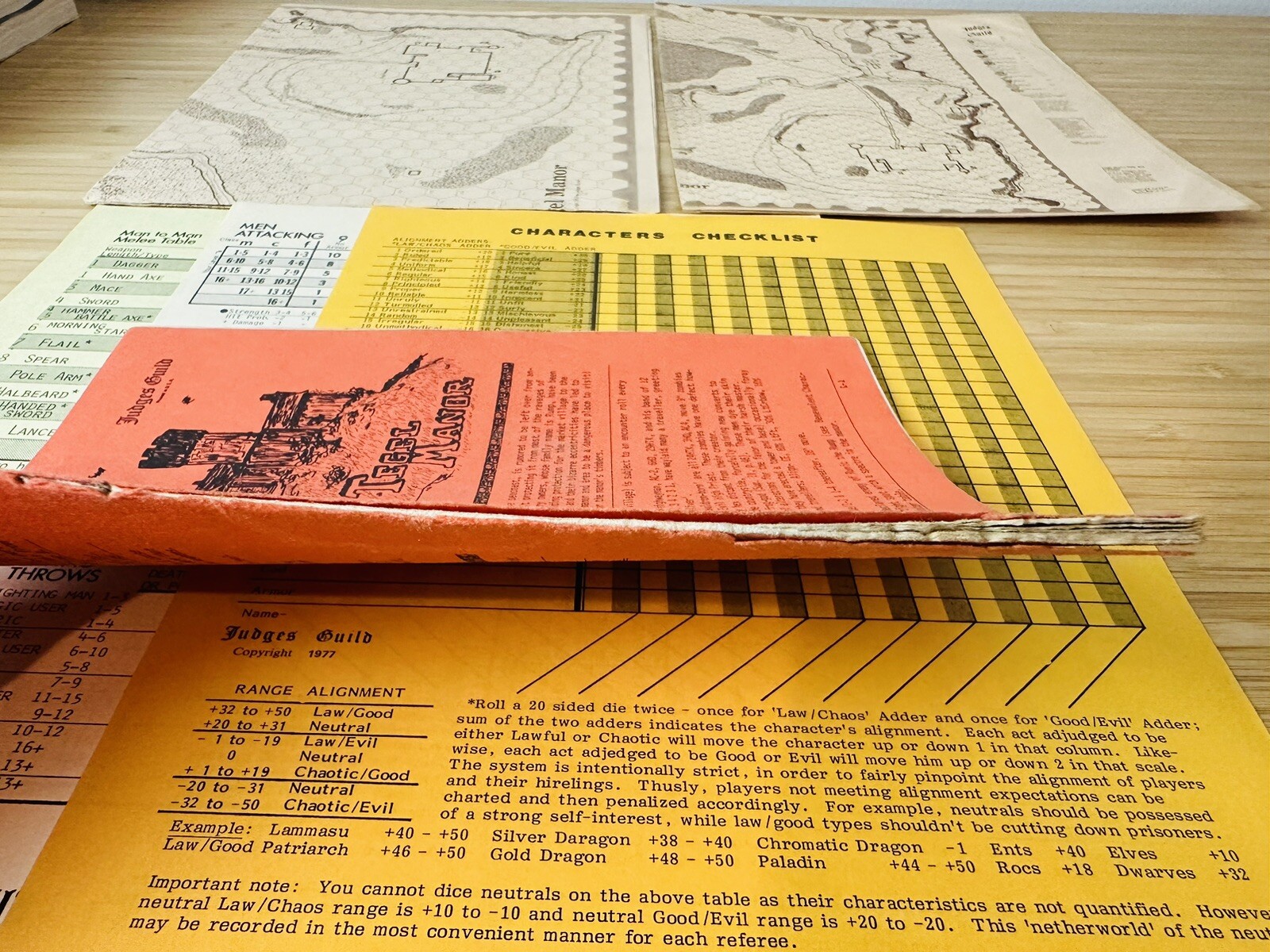Tegel Manor Guidelines Booklet Set Two Map Sheets, Judges Guild, 1977