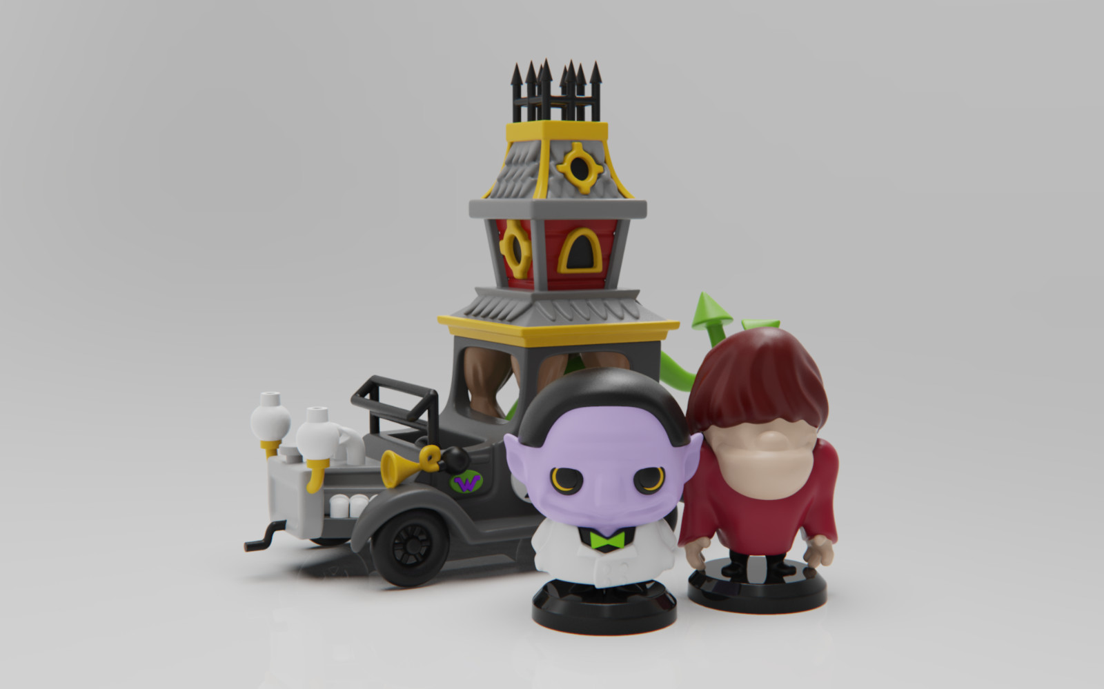 UNPAINTED Wacky Races Creepy Coupe Chibi 3d Printed Models