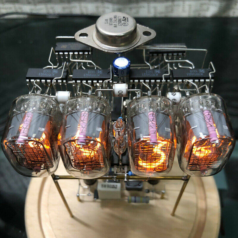 Classic Vintage IN-12 Nixie Tube Clock Kit DIY Unassembled W/Round Glass Case US
