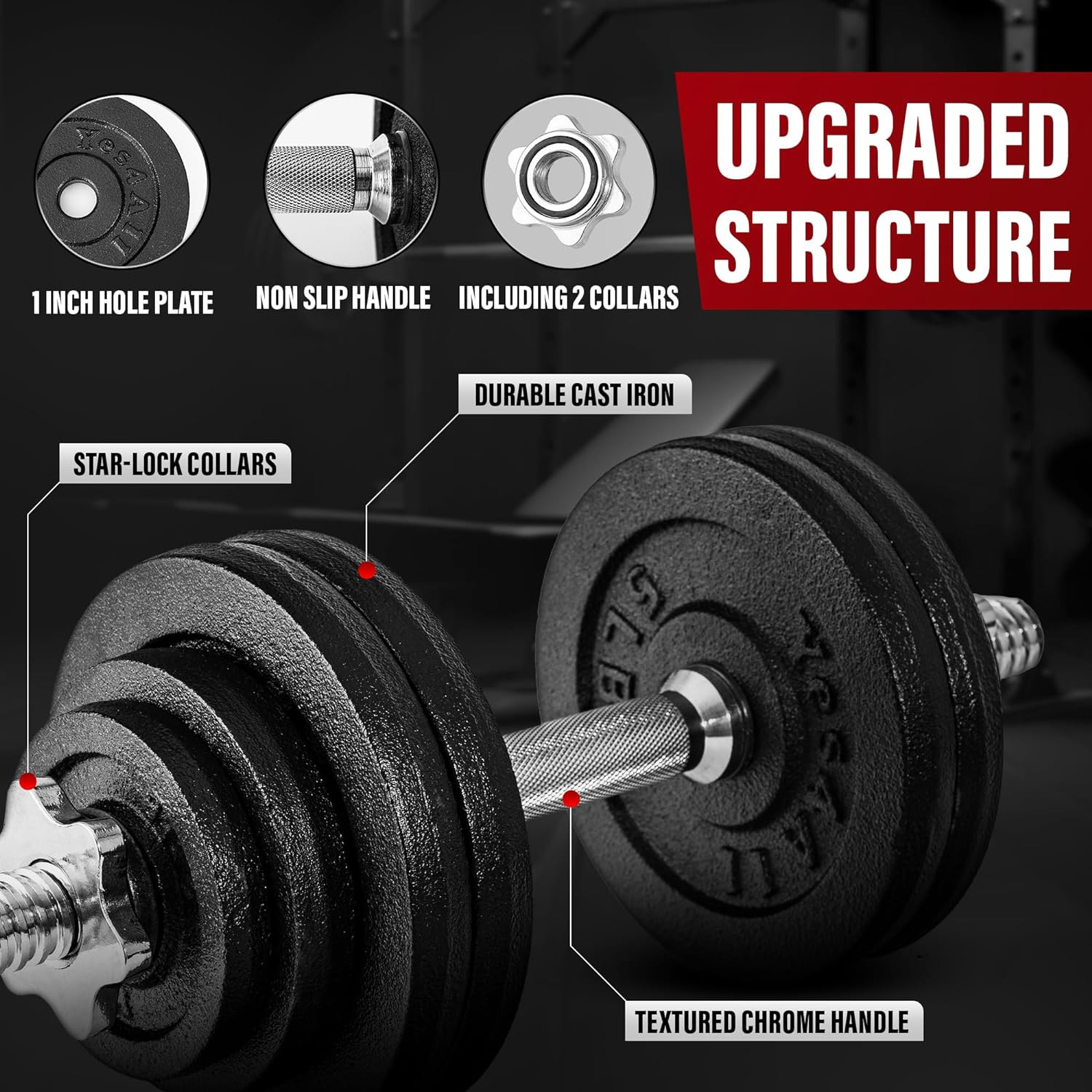 Adjustable Dumbbell Set 40lb Weight Plates Star Lock Barbell