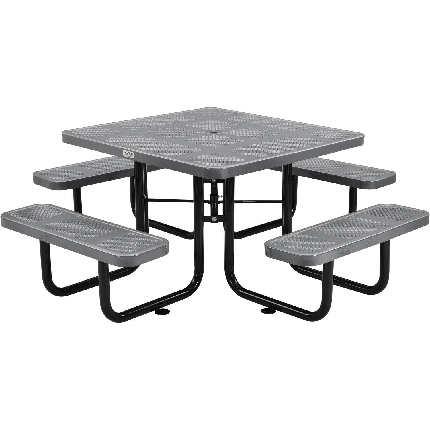 Global Industrial 46" Perforated Square Picnic Table Gray