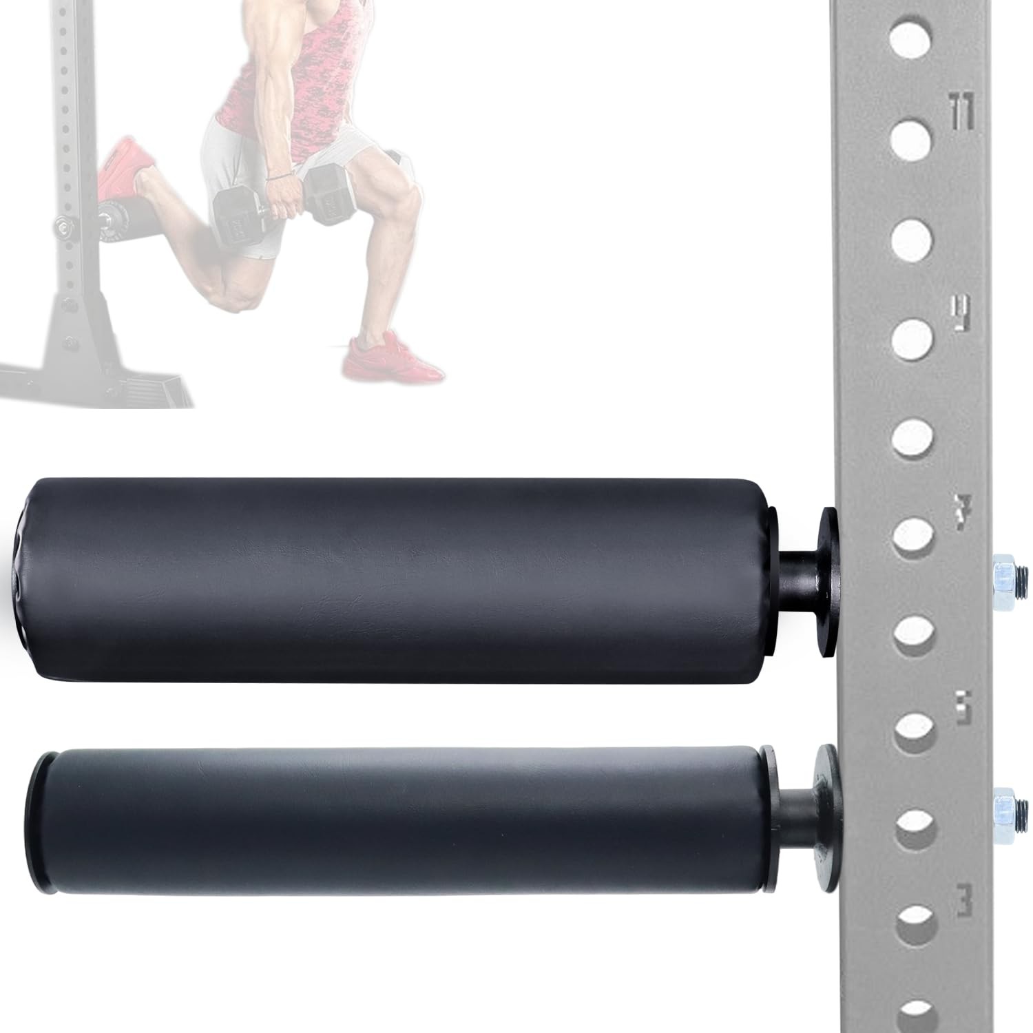 Single Leg Squat Roller/Nordic Hamstring Curl for Power Rack Attachments, Bul...