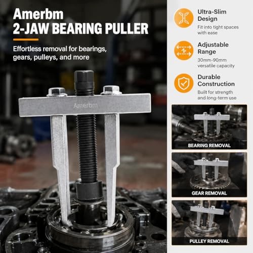 2 Jaw Bearing Puller 30mm-90mm Adjustable Gear Puller Tool - Heavy Duty Slim