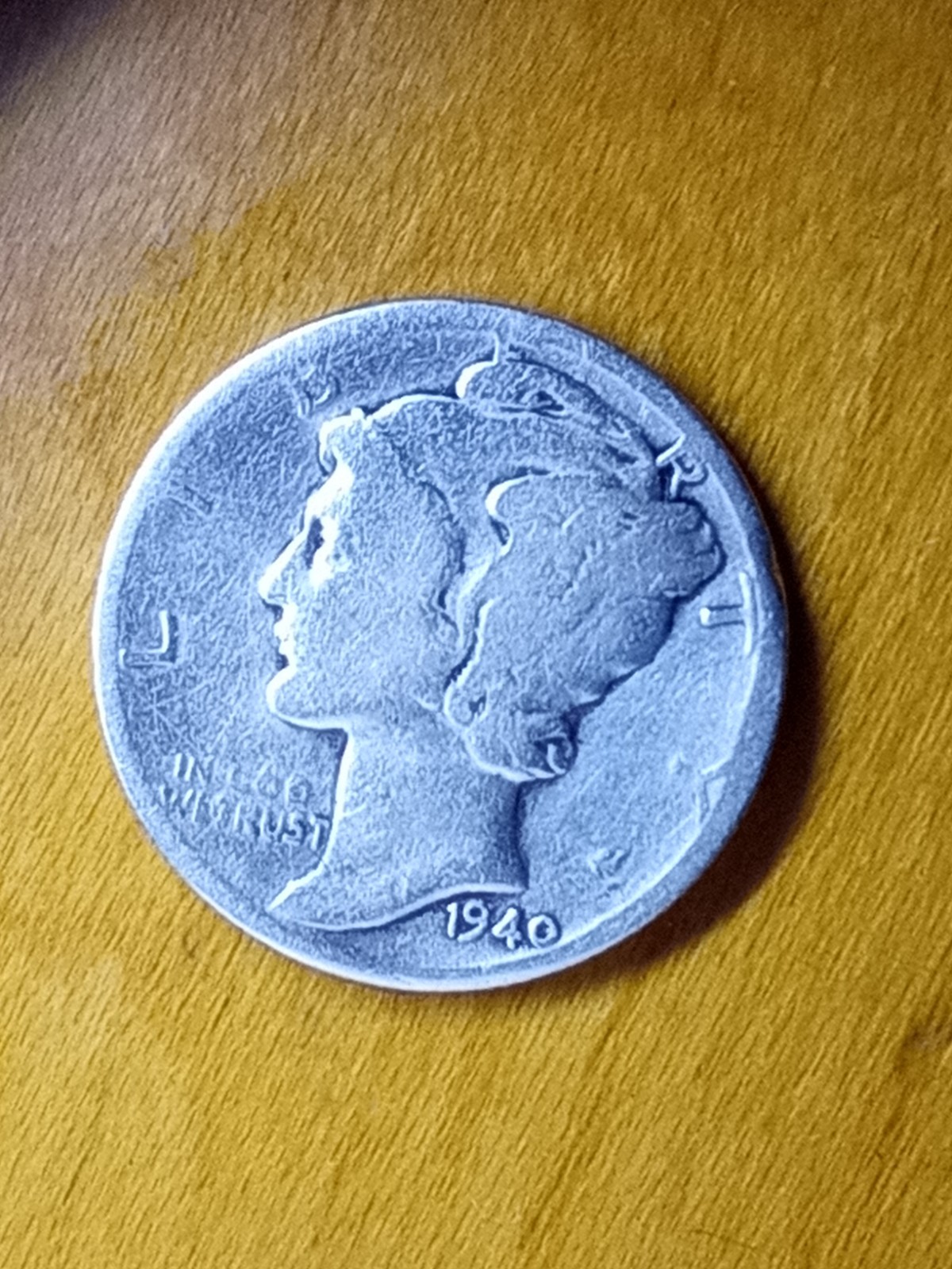 1940 D Mercury dime, #1, moderate wear on high spots, clear details.