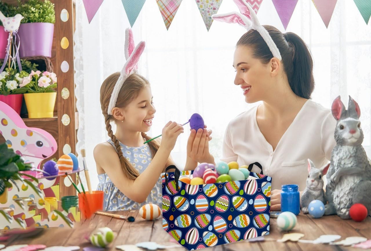 Essme Rectangular Easter Baskets,Bule Bins with Handles for Easter Decor,Shel...