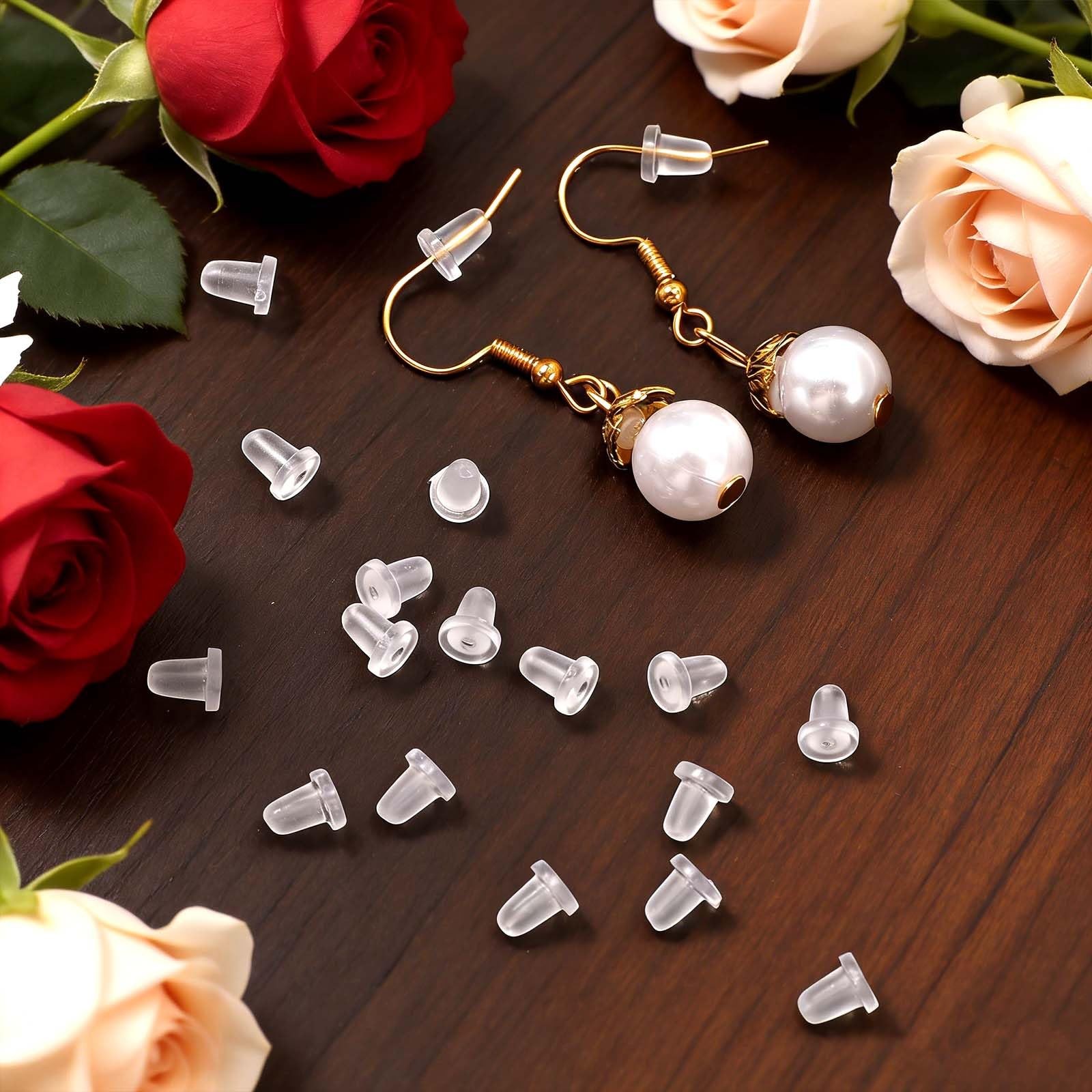 200 Pack Earring Backs Rubber, Earring Backs Replacements, Soft Clear Silicon...