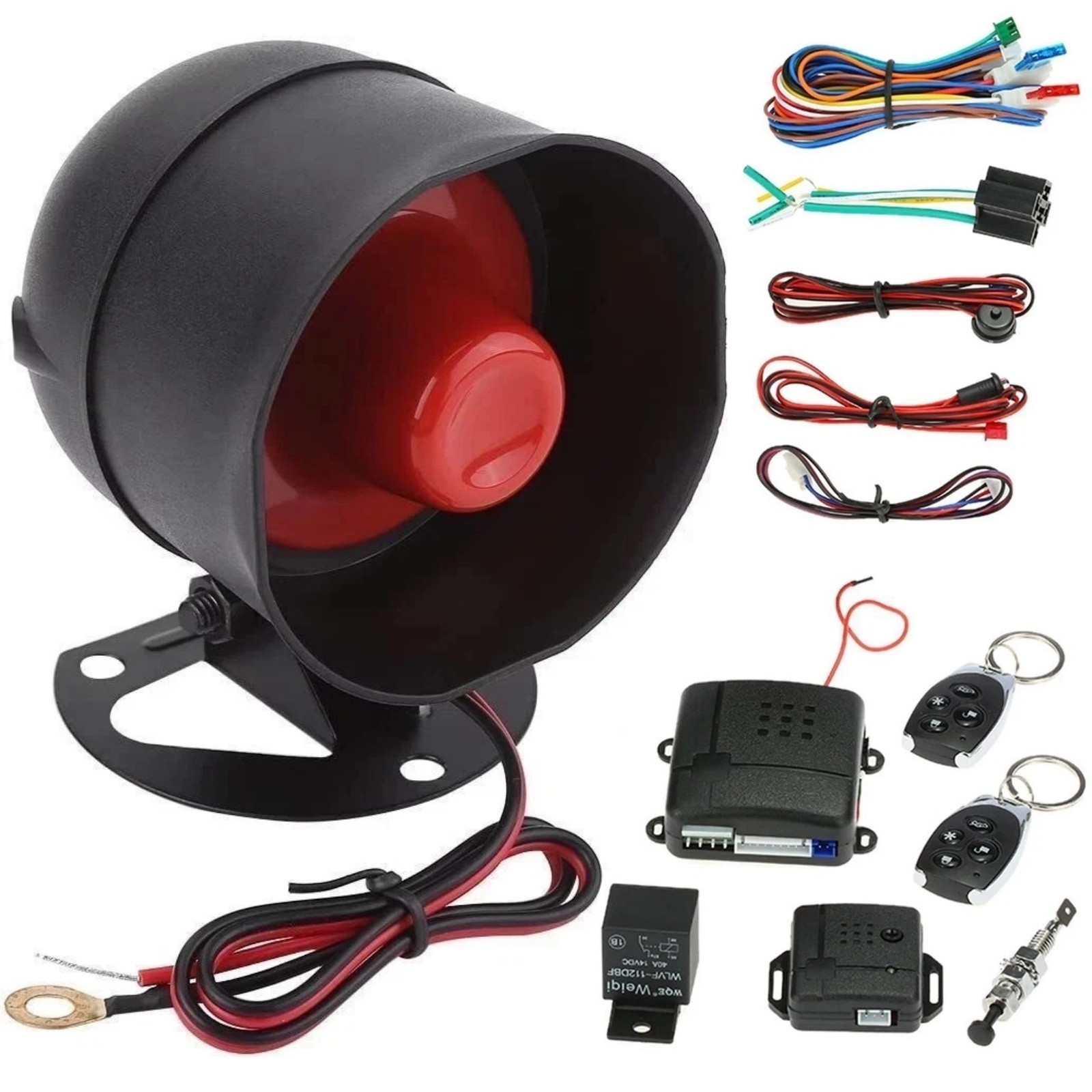 12V Universal Car Alarm Security System - Keyless Entry & Engine Start w/ 2 Fobs