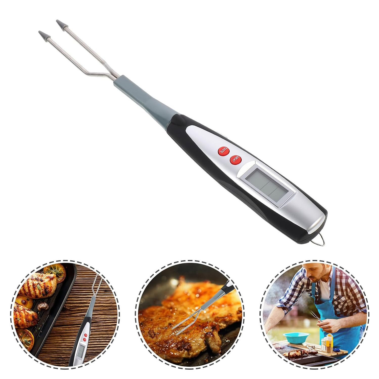 Digital Cooking Fork BBQ Meat Thermometer Instant Read Grill Thermometer for Ste