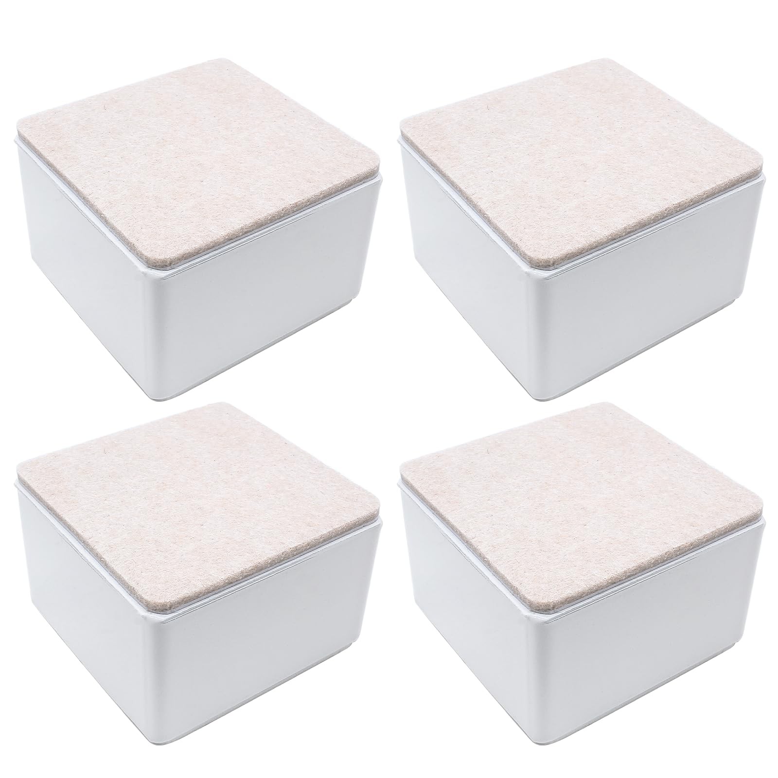4 PCS White SelfAdhesive Furniture Bed Risers 2" Height Carbon Steel Square