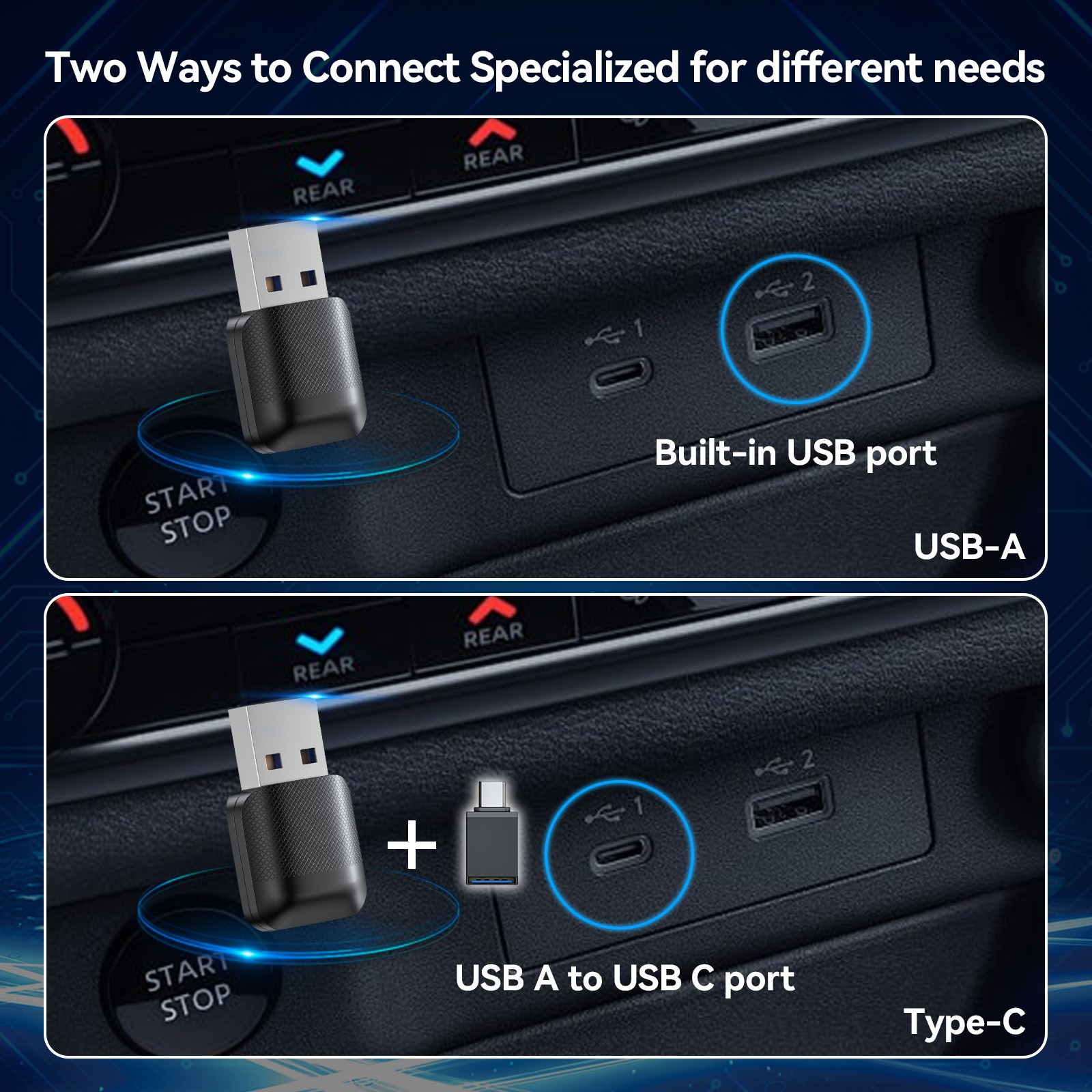 2 In1 Wireless Carplay&Android Auto Box Wired To Wireless Carpay Mini Adapter