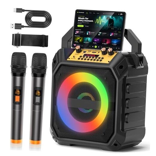 45W Coaxial Karaoke Machine for Adults Portable Singing Speaker with 2