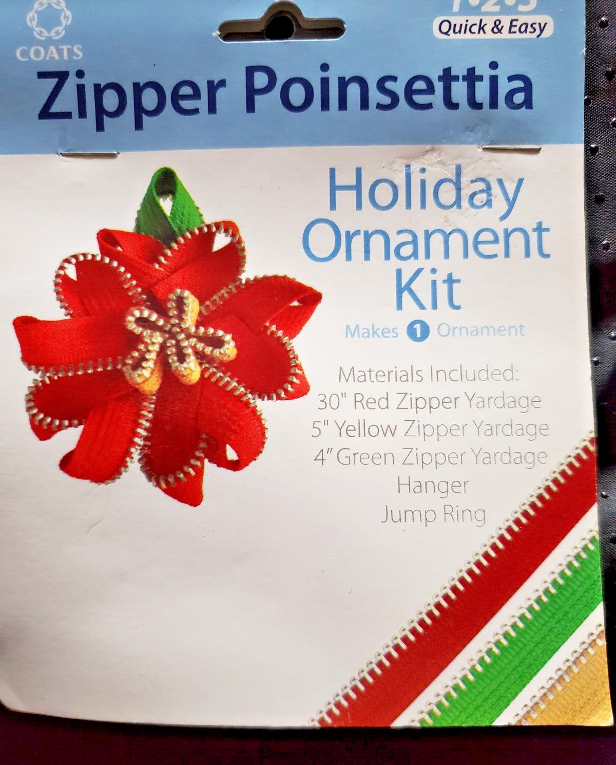 Coats "Zipper Poinsettia" Holiday Ornament Kit