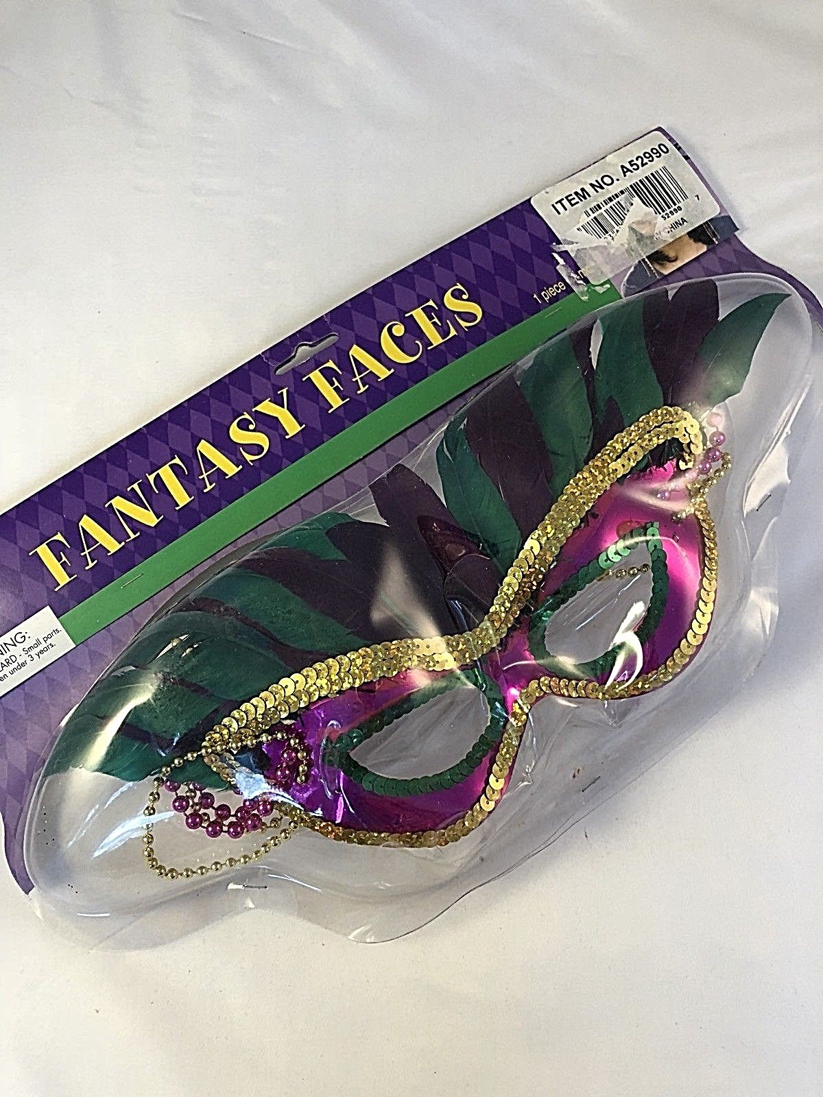 FANTASY FACES Mask Masquerade Feathers Beads Sequin Bling Halloween Party New