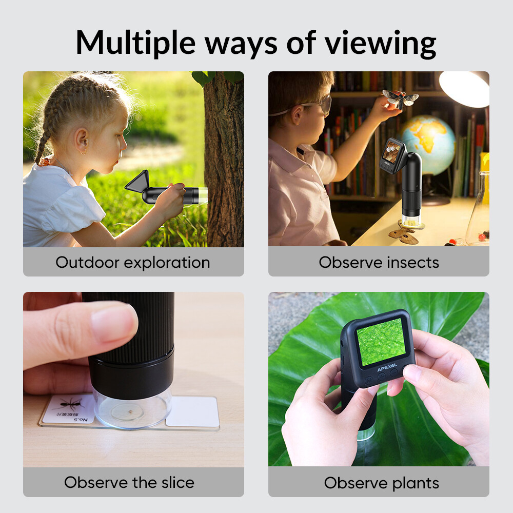 APEXEL Pocket Handheld 800X Microscope Digital Microscope Camera LCD Screen USB