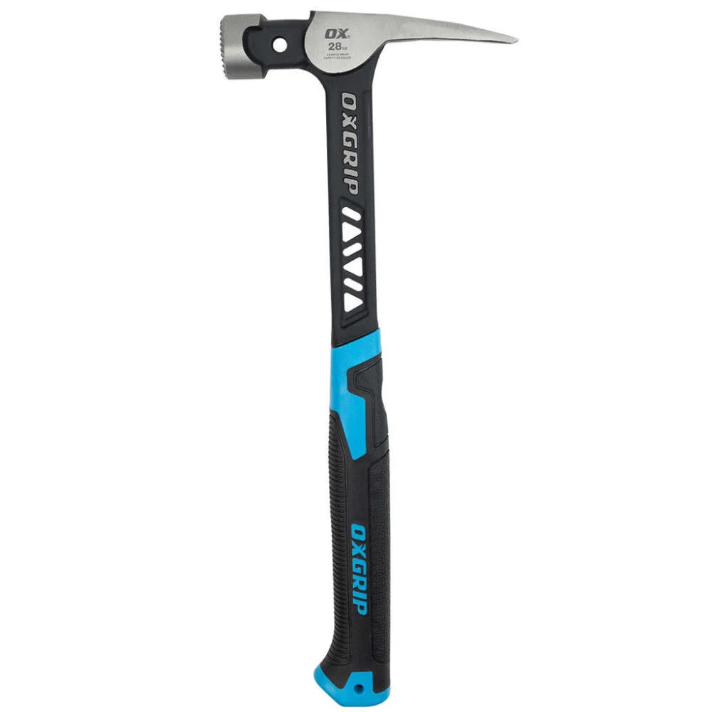 Ox Tools 28 Oz Steel Head Framing Hammer With Ergonomic Non-Slip Grip Handle