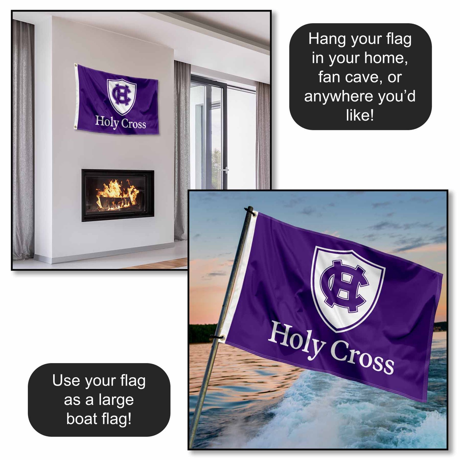 Holy Cross Crusaders Logo 2'x3' Flag