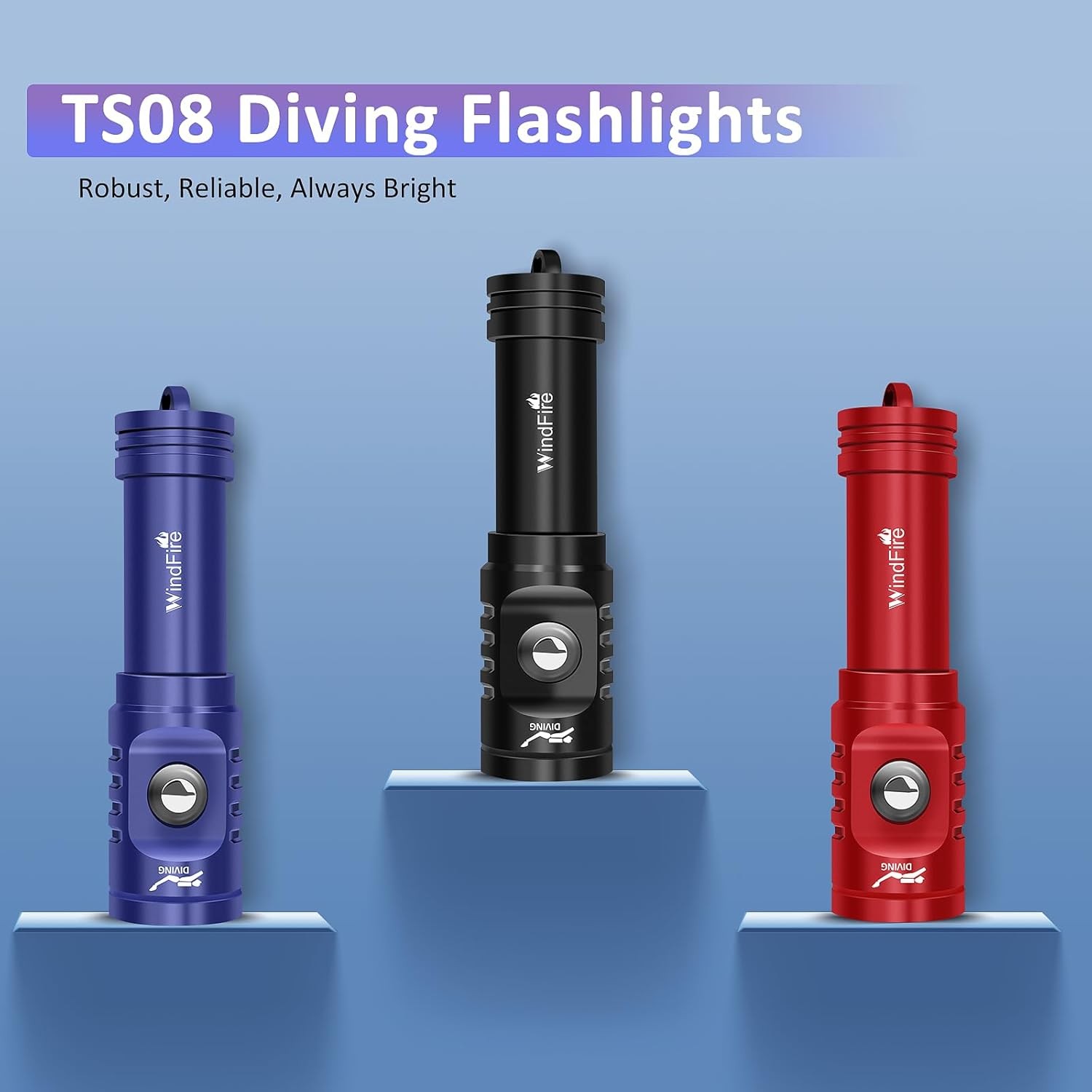 WINDFIRE Dive Light Scuba Diving Flashlight, Super Bright Rechargeable Waterproo
