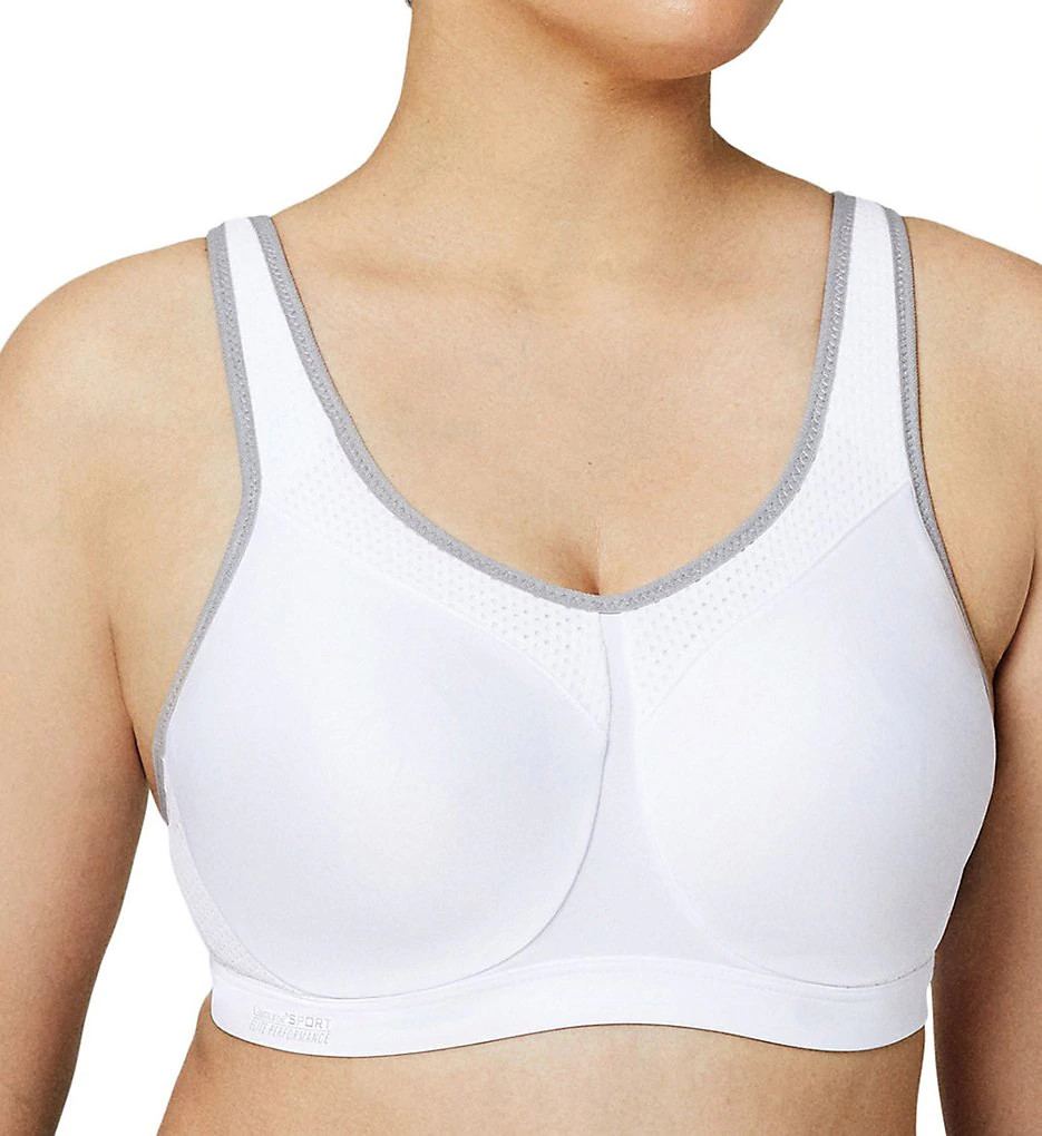 GLAMORISE White/Grey Underwire High Impact Sports Bra, US 46H, UK 46FF, NWOT