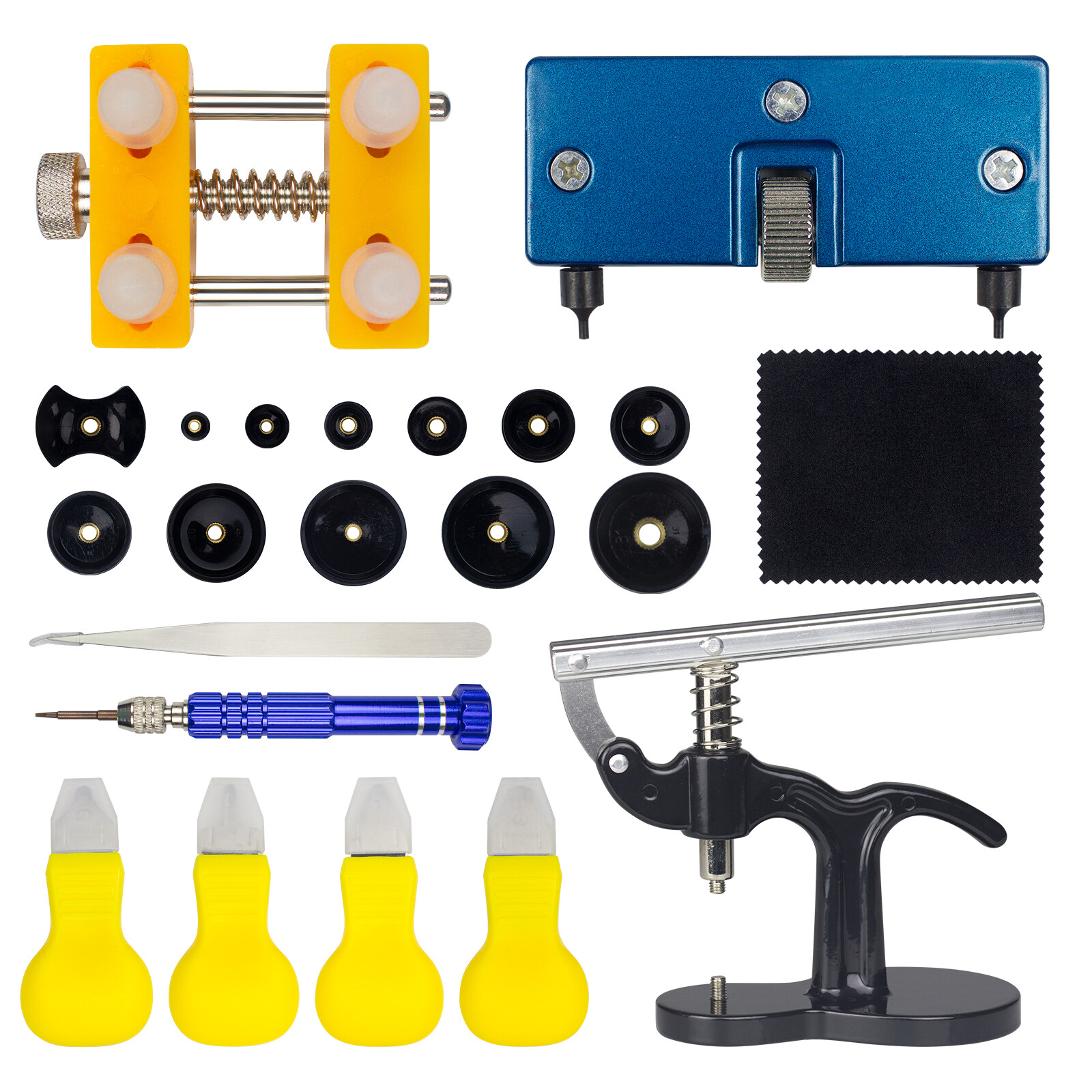 Watch Battery Replace Tool Kit Watch Back Remover Tool Watch Press Set + 12 Dies