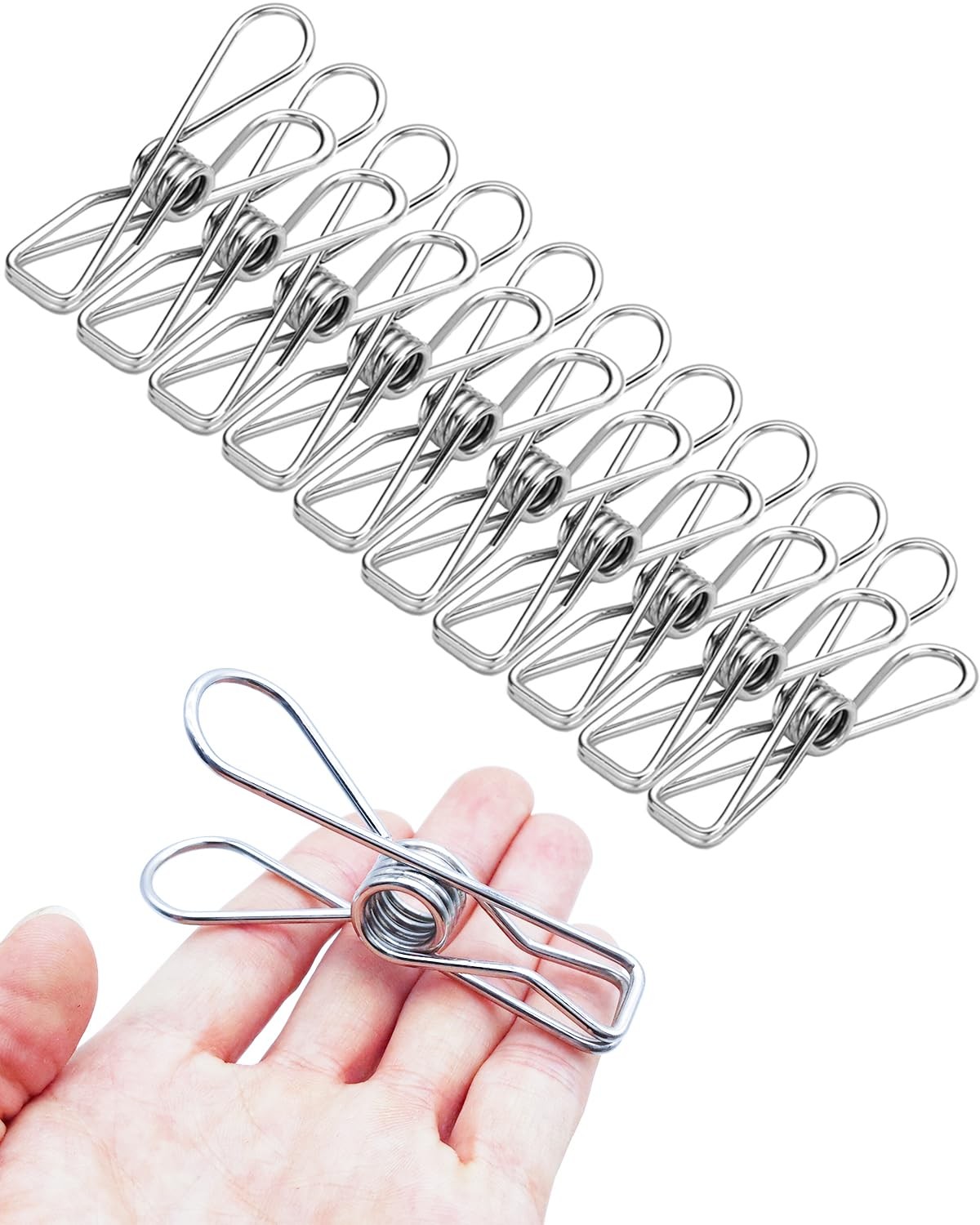 Large Stainless Steel Clothes Pins - Heavy Duty and Multipurpose Metal Clips ...