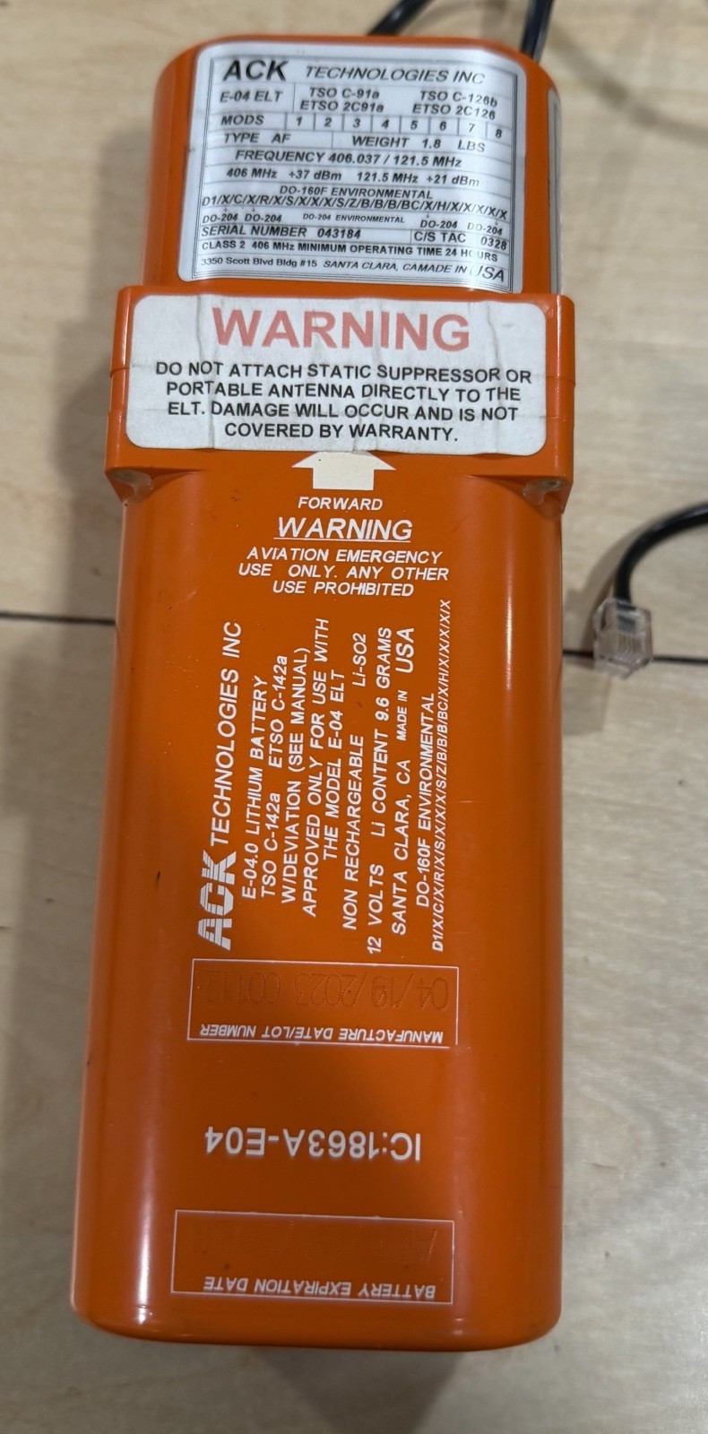 E-04 ELT - Core Only - G Switch Doesn’t Activate Battery Good Until 4/28