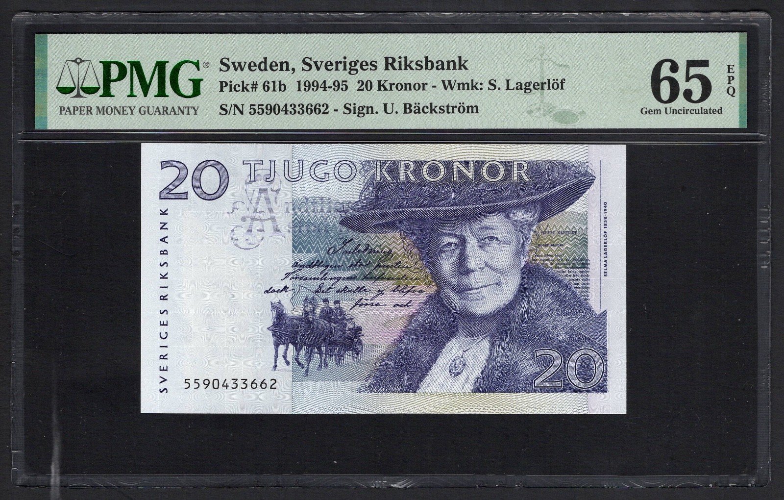Sweden 20 Kronor 1994-95 P61b Uncirculated Grade 65