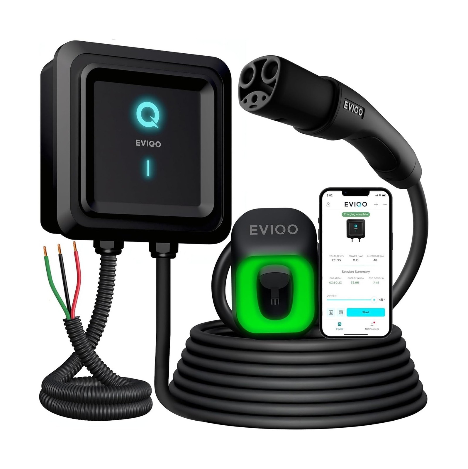 EVIQO NACS for 48 Amp 240V Hardwired 2 EV - Wall ...