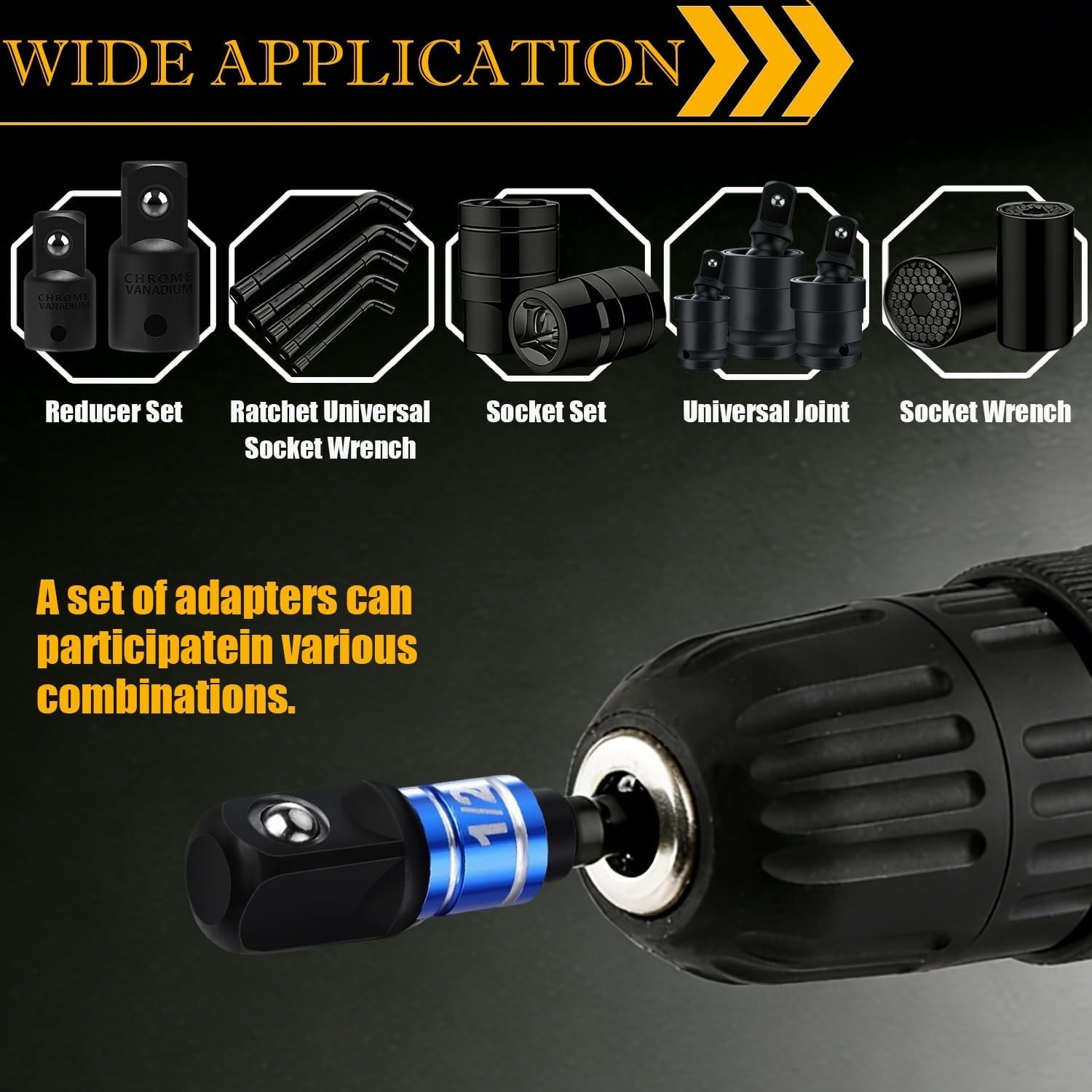 High-Speed Nut Driver Set - 7-Piece Impact Adapter & Extensions for Home Repairs