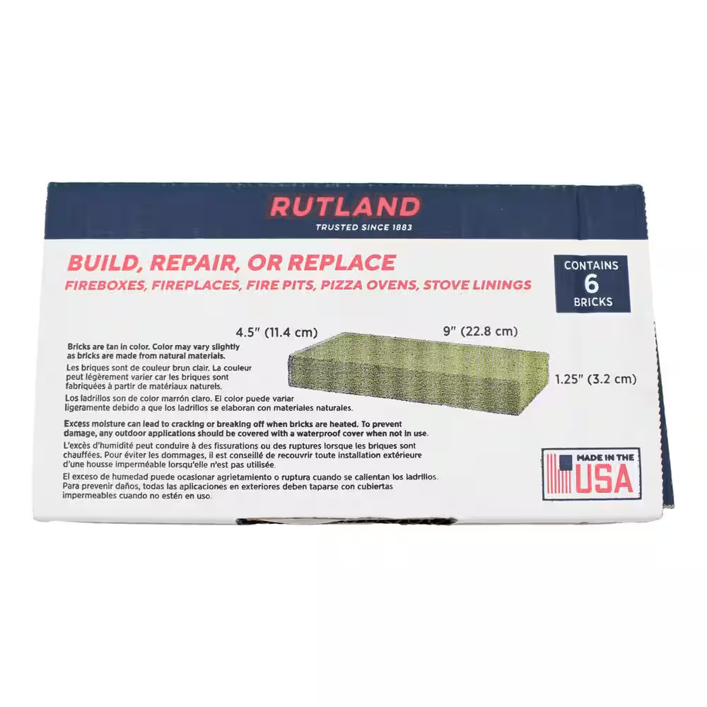 4.5 In. X 9 In. X 1.25 In. Fire Brick (6 per Box)