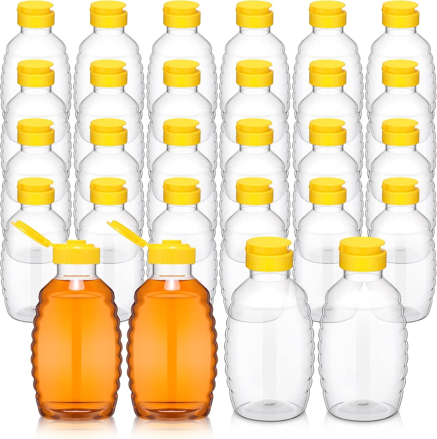24 Pcs Clear Plastic Honey Bottles Plastic Skep Storing and Dispensing (16oz)