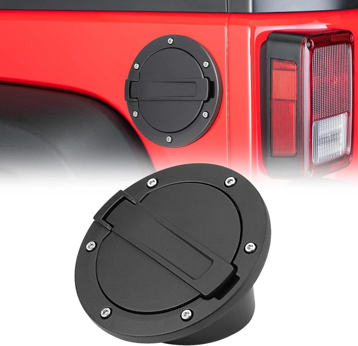Filler Door Cap Black Gas Cover Cap Compatible with Wrangler 2007-2017 2 door an