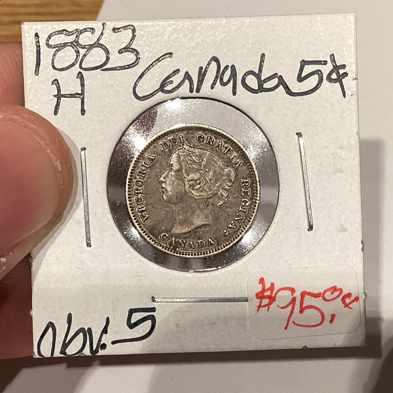 Canada 1883 H 5 Cent Silver Better Date Obverse 5 VF