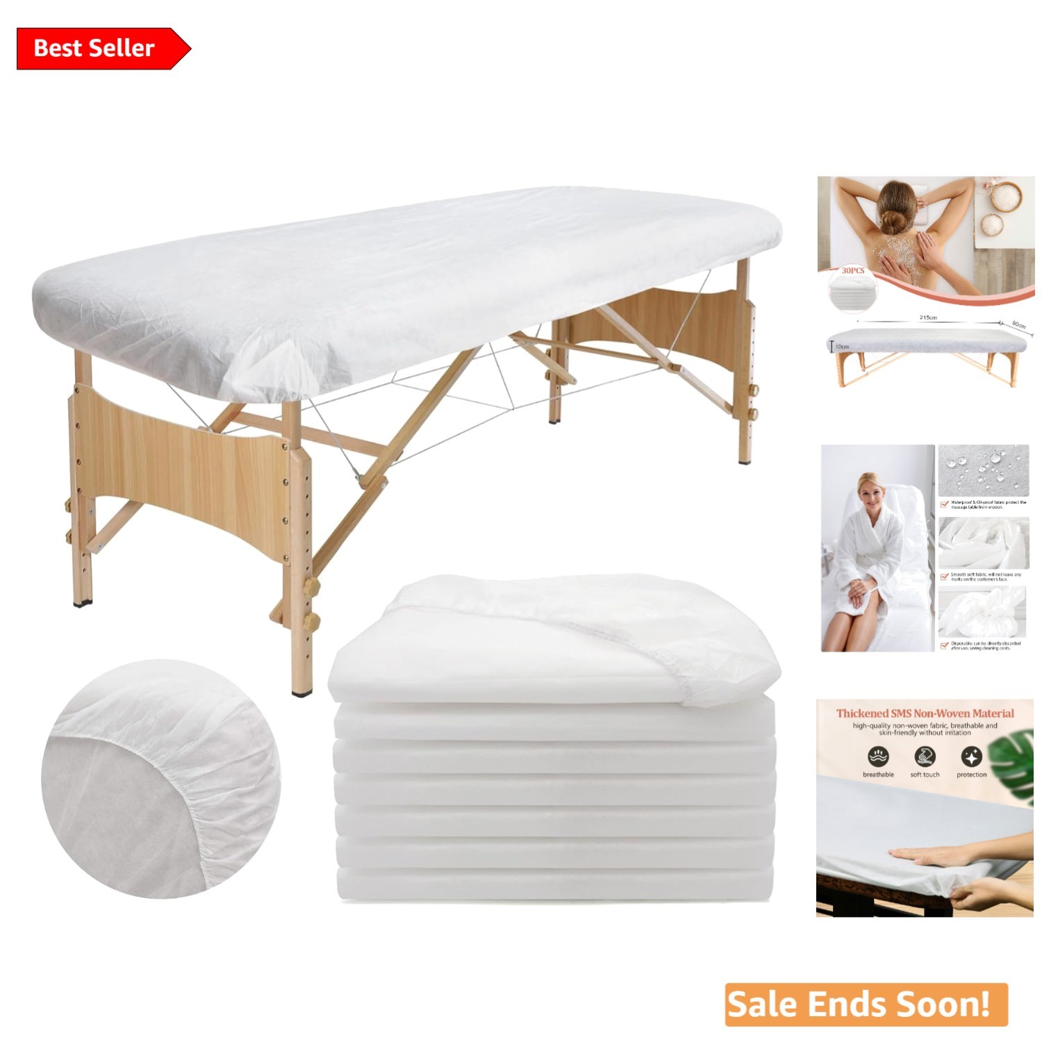 30PC Disposable Fitted Massage Table Sheets, Breathable & Sanitary Covers 36x85