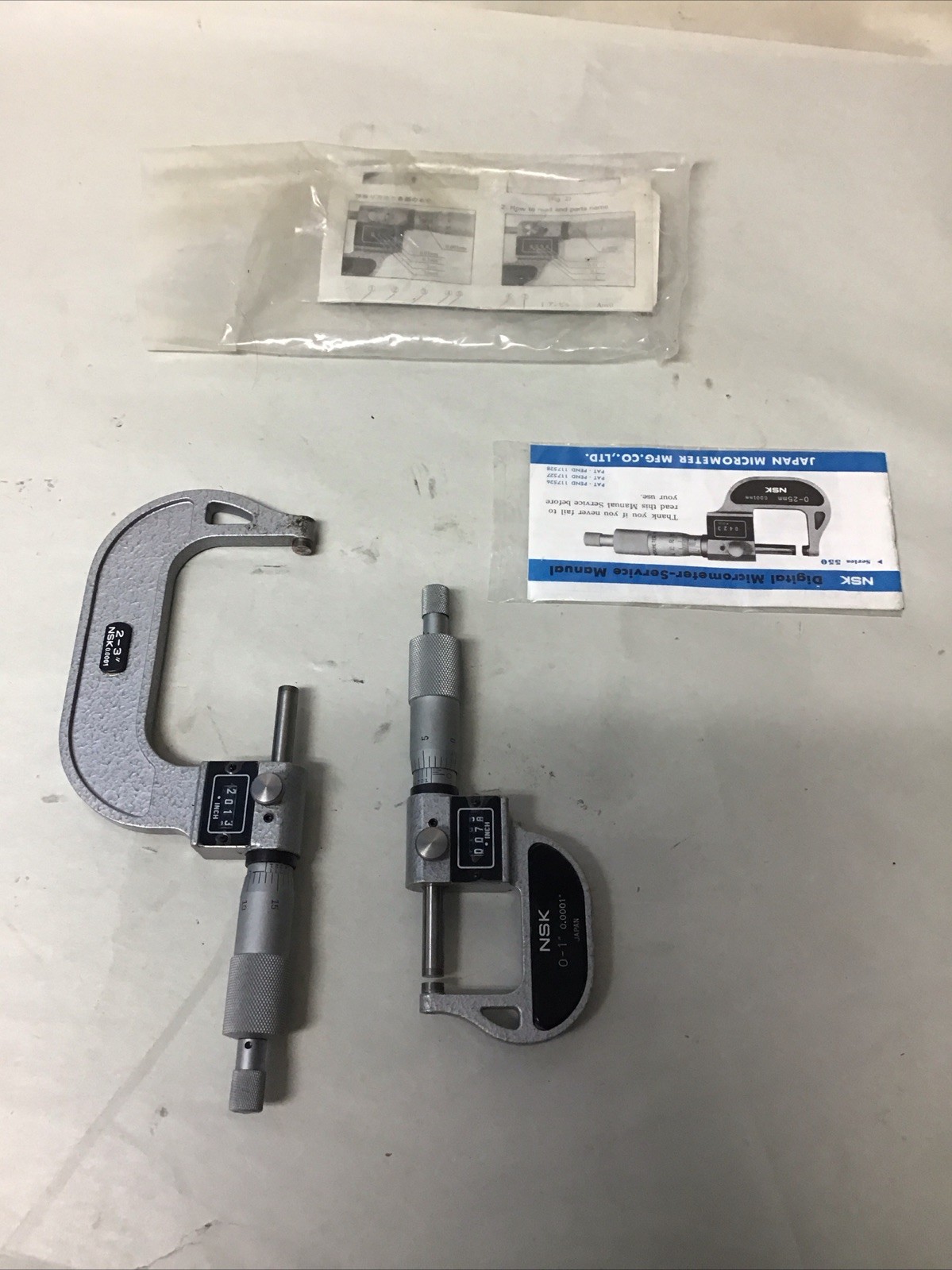 NSK Rolling Digital Micrometer 0-1"  & 2-3” Range, .0001" Graduation BUNDLE NEW