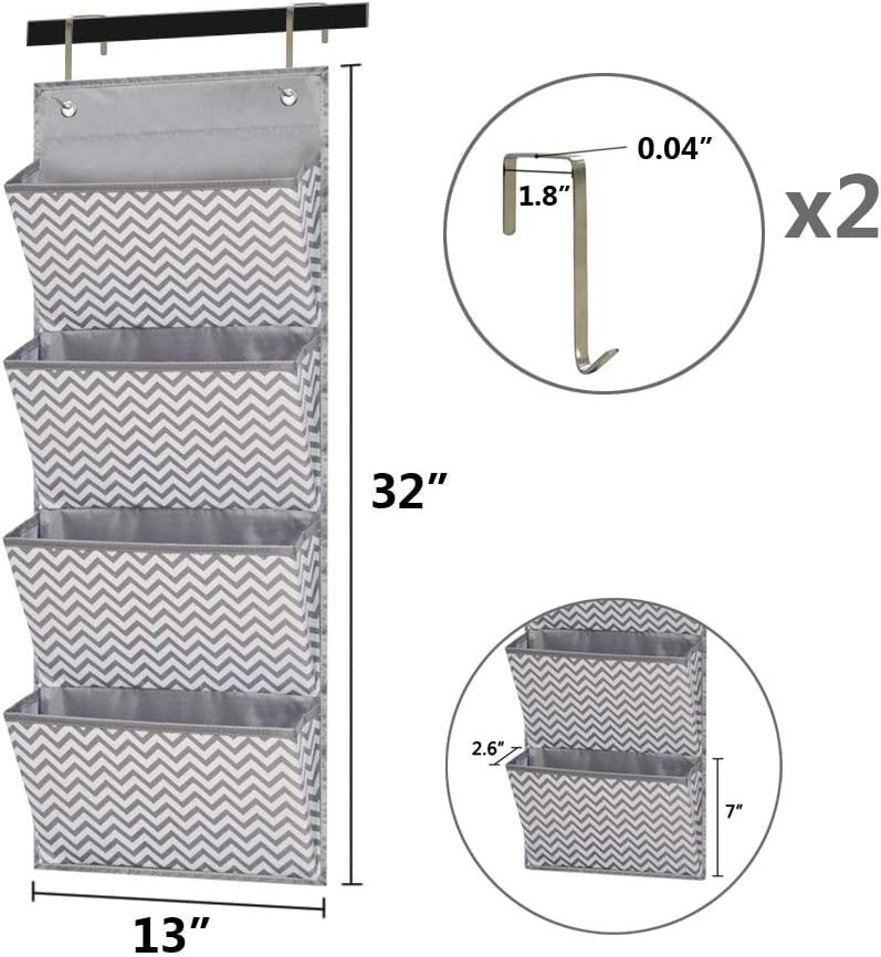 Eamay Wall Mount/Over Door File Hanging Storage Organizer - 4 Large Document ...