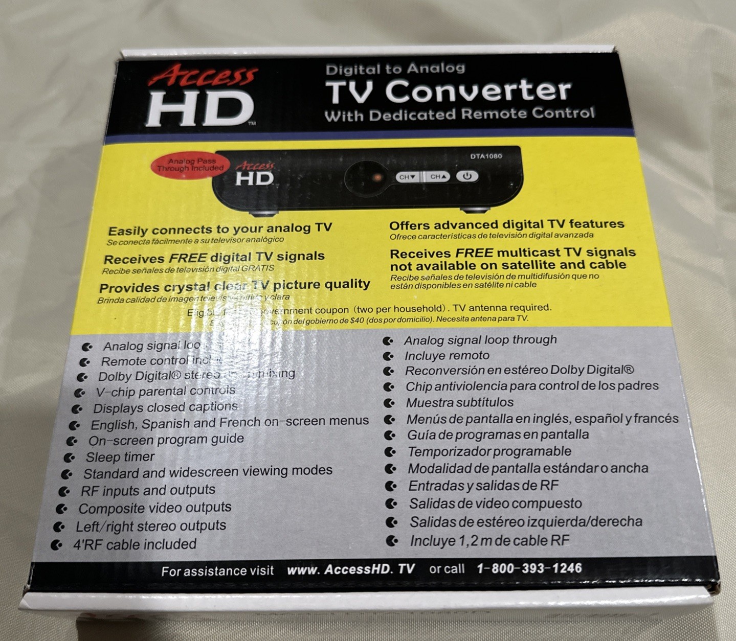 NEW Access HD Digital to Analog TV Converter w/Dedicated Remote Control DTA1080D