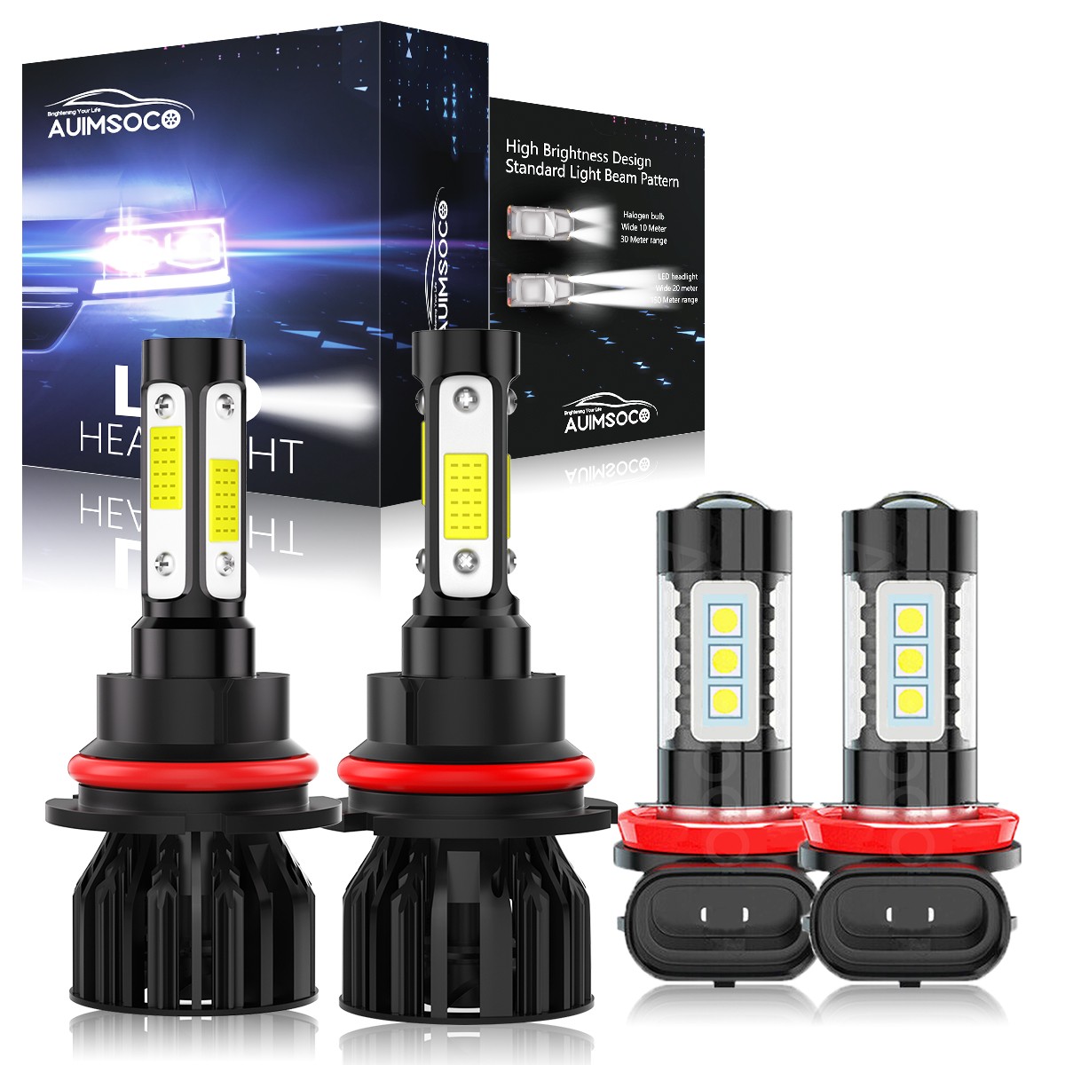 For Chevrolet Cobalt 2005-2010 LED Headlight Bulbs Combo 4x 9007+H11 Cool White