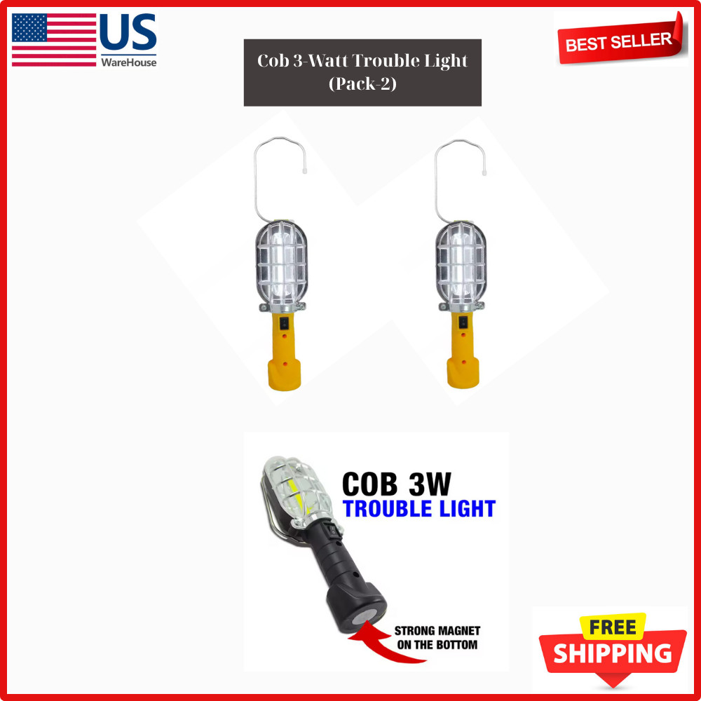 (2 pack ) Cob 240 Lumens Trouble Light Flashlight Work Lamp, Hanging, Magnetic