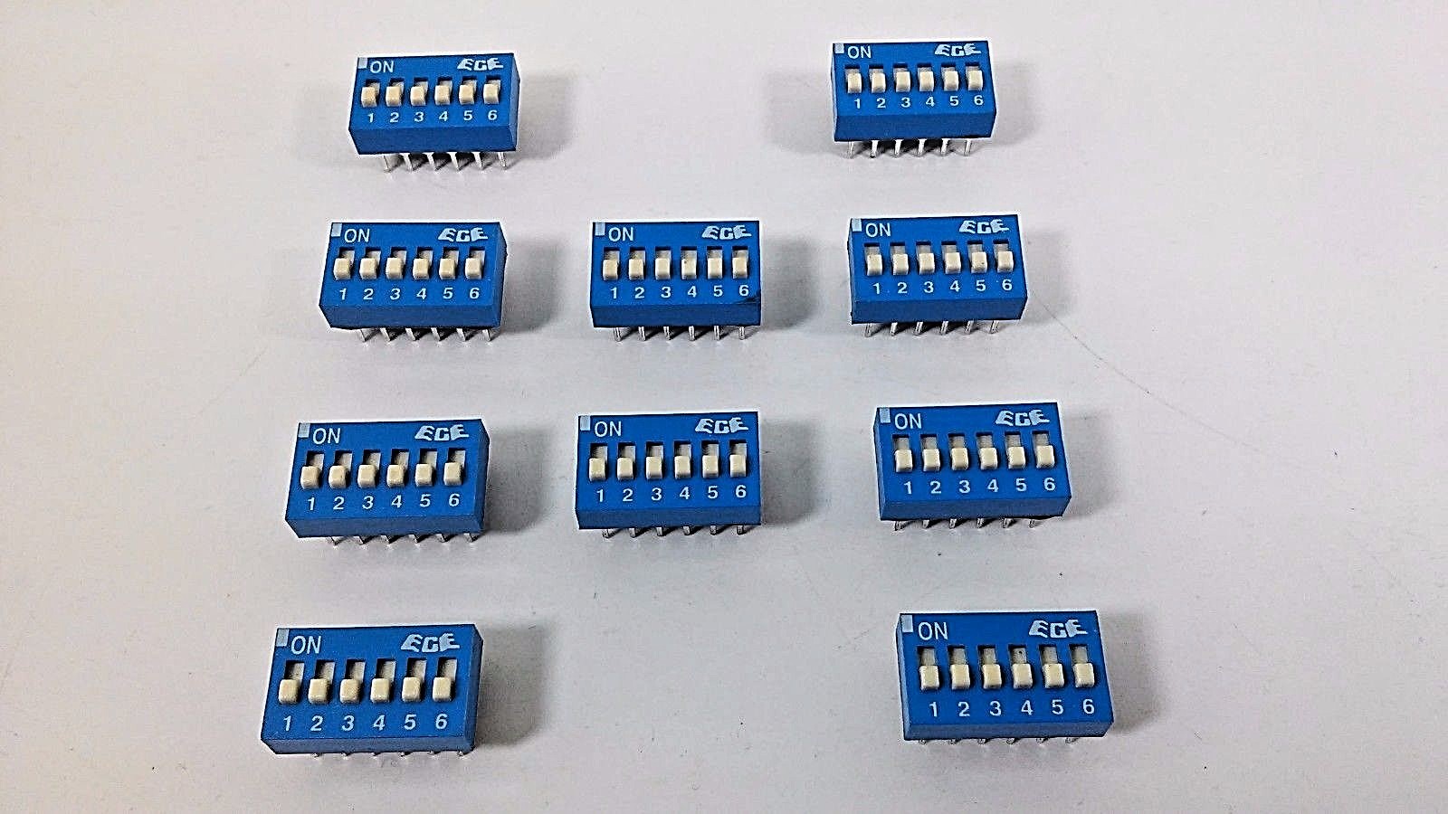 10 Pcs Excel Switch 6 POS Pitch DIP 12 ON/OFF Slide Sealed Raised Thru Hole