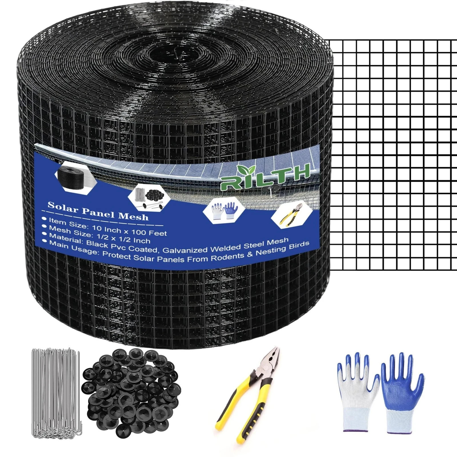 10in X 100ft Critter Guard for Solar Panels, 1/2inch PVC Coated Solar Panel G...