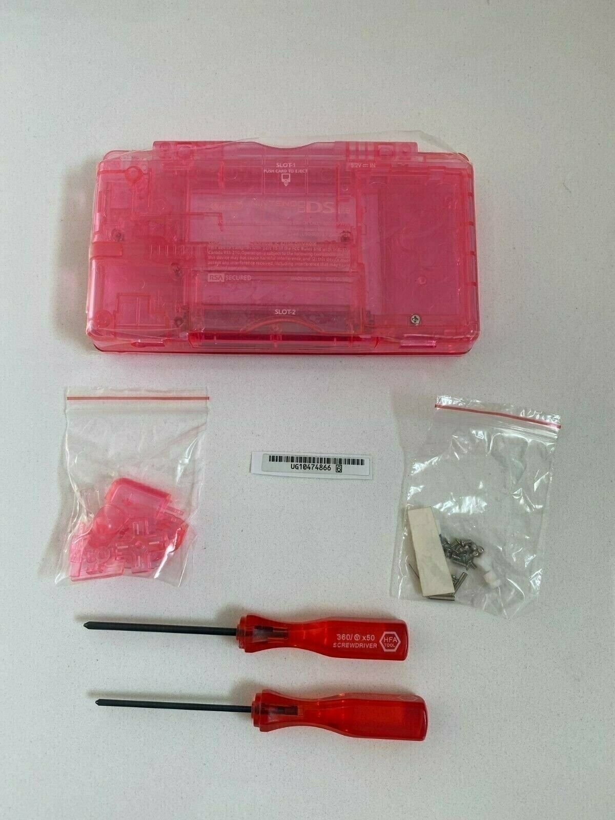 Replacement Housing for Nintendo DS Lite Glass Lens Shell Clear Pink