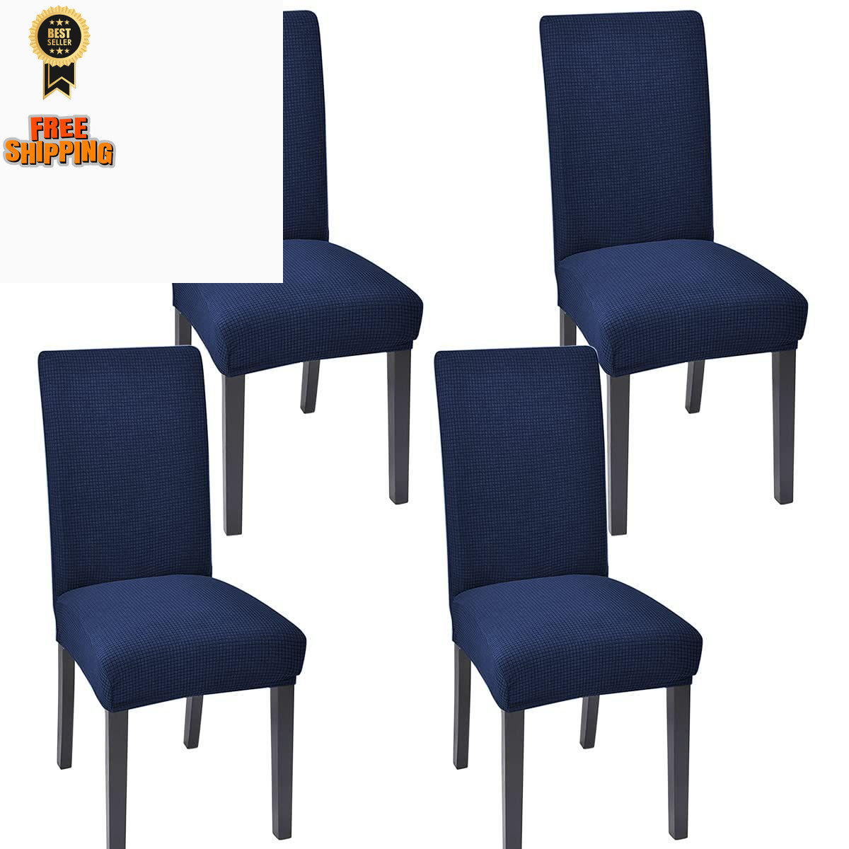 Aertiavty Chair Covers for Dining Room Set of 4 Kitchen Chair, Navy Blue