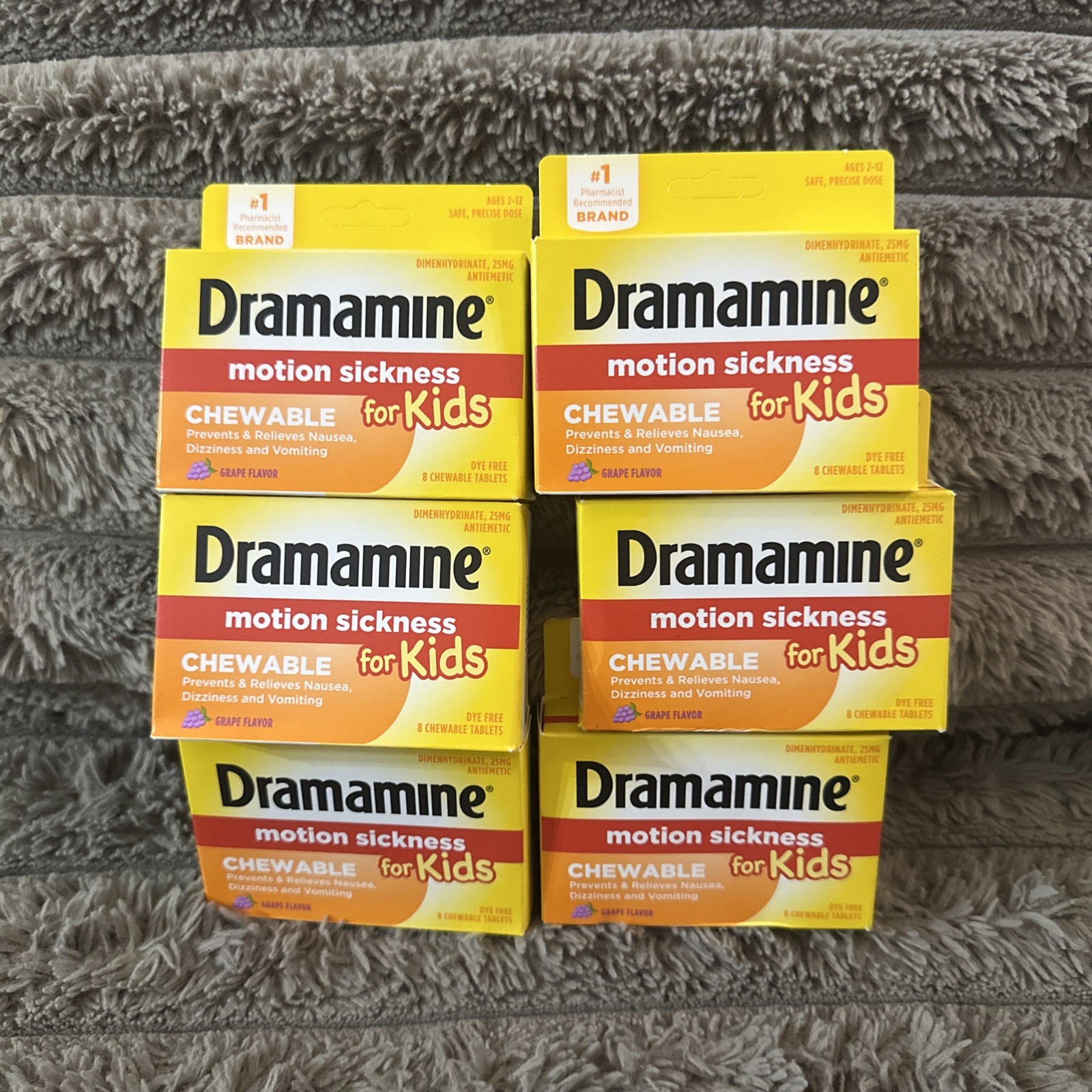 Dramamine Kids Chewable Motion Sickness Tabs for Nausea, Dizziness &-6 pack 5/27