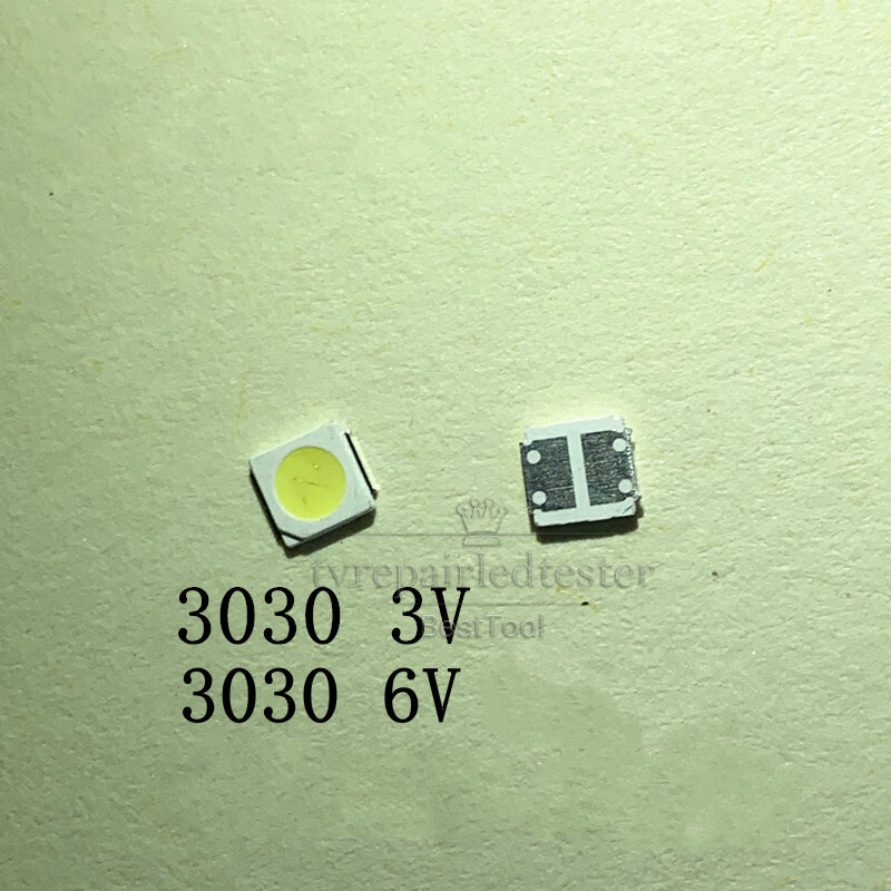 100Pcs 3030 3V 6V 2W SMD Lamp Beads for LED TV Backlight Strip Bar,Repair TV