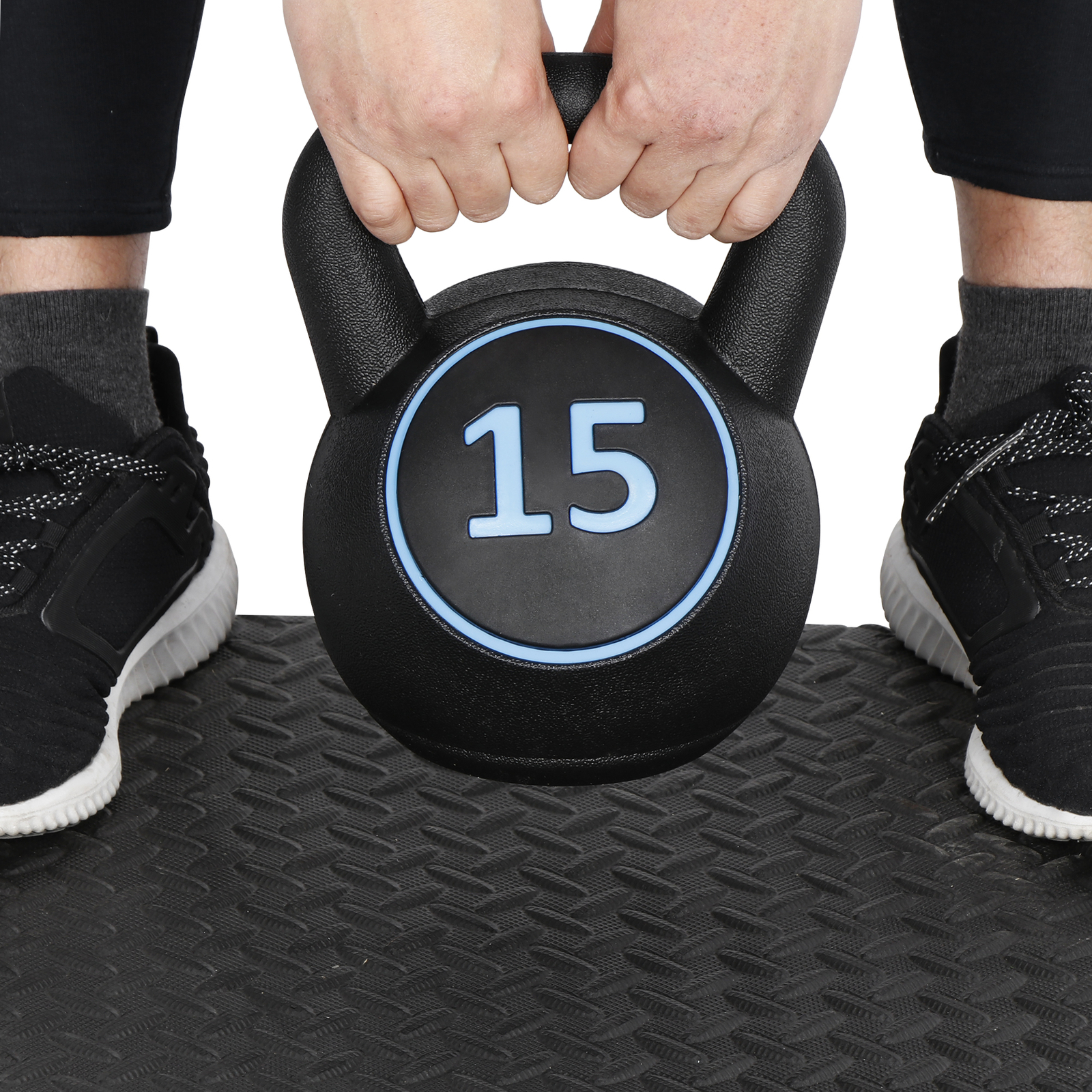 Exercise Fitness Concrete Weights 3-Piece Kettlebell Set 5lb 10lb 15lb For Hom