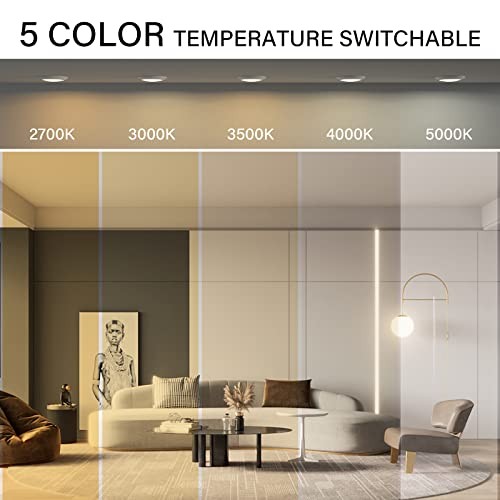 Black 6 Inch LED Disk Light: Surface Mount Low 5CCT Switchable Black-4pack
